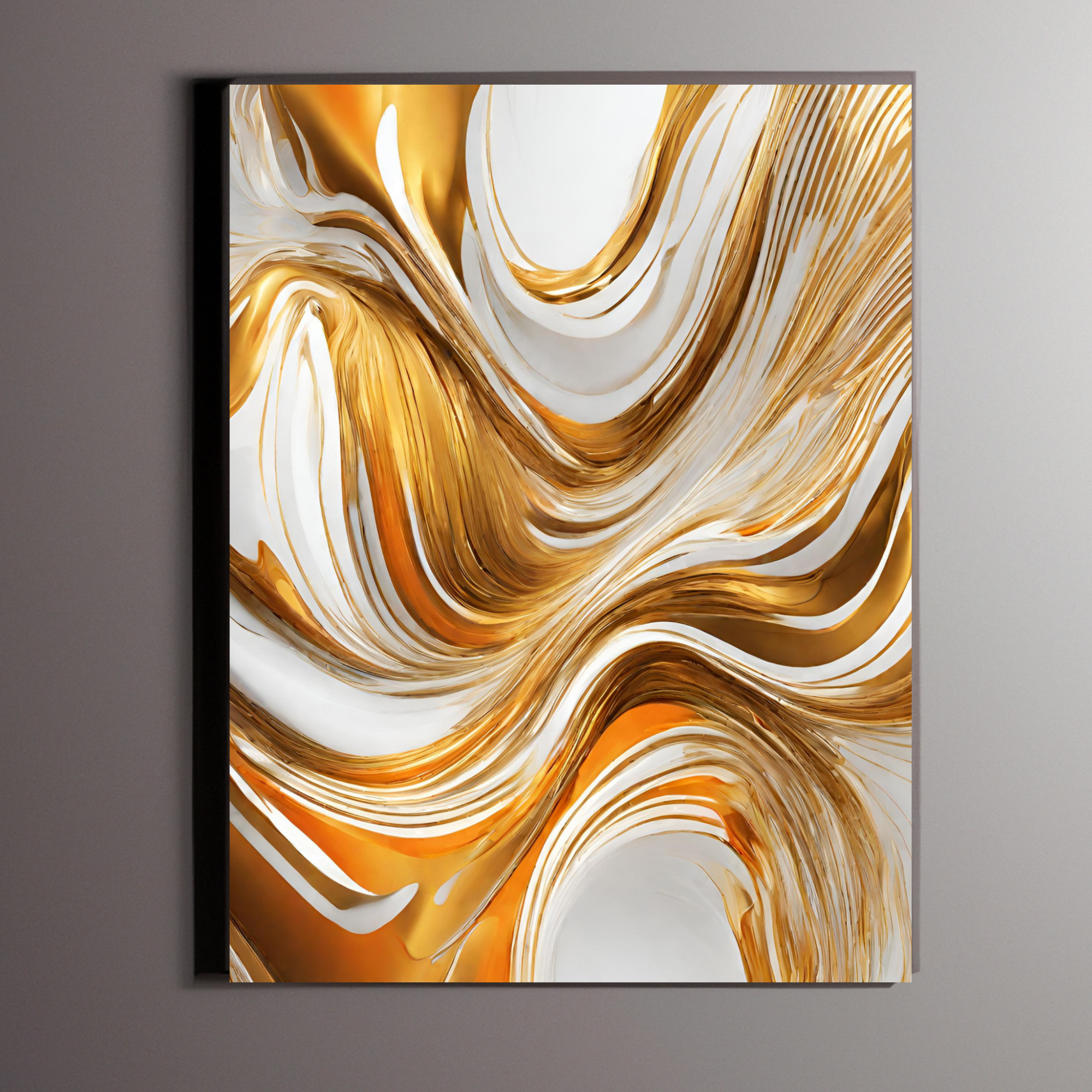Golden Abstract with Swirls and Hues of Shading, Large canvas 40 x 60 inches