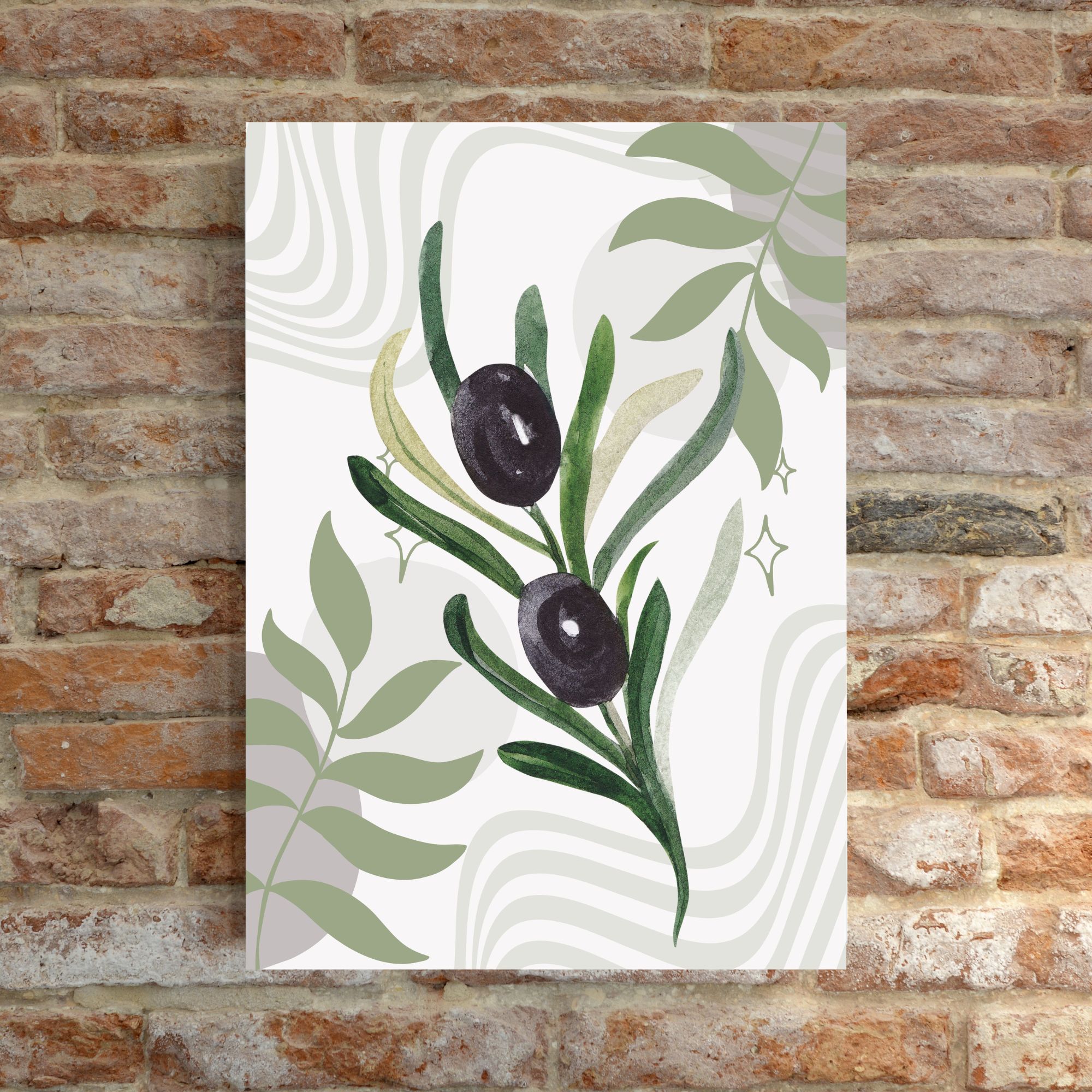 Olive Branch with Black Olives Art Print