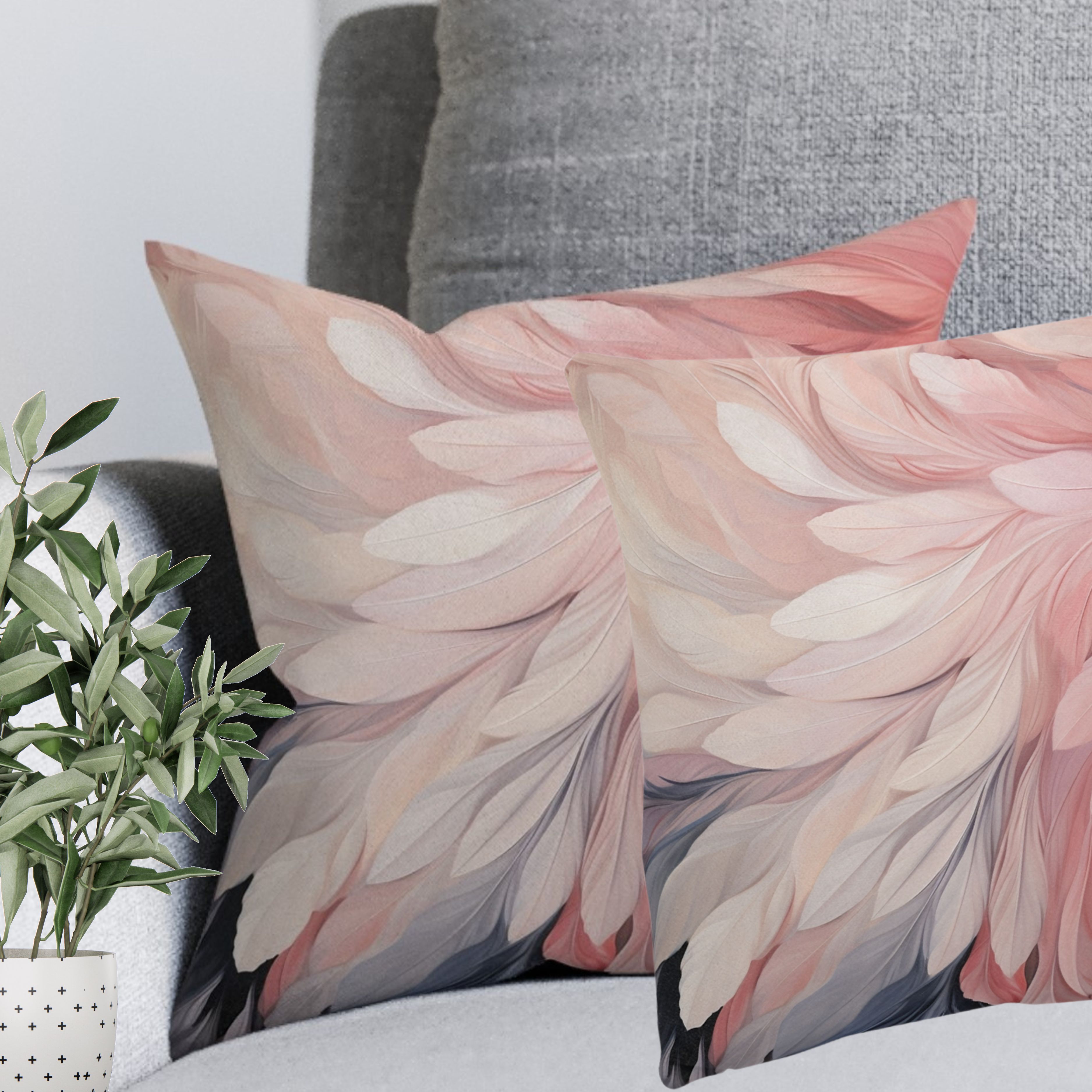 Cascading Feather Cushion, Elegant Abstract Feather Cushion