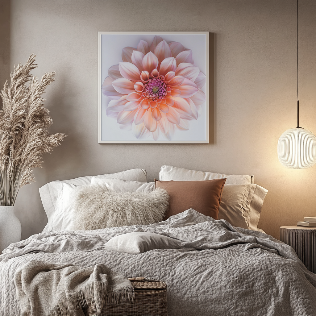 Beautiful Dahlia Flower, a single head in a canvas wall art.