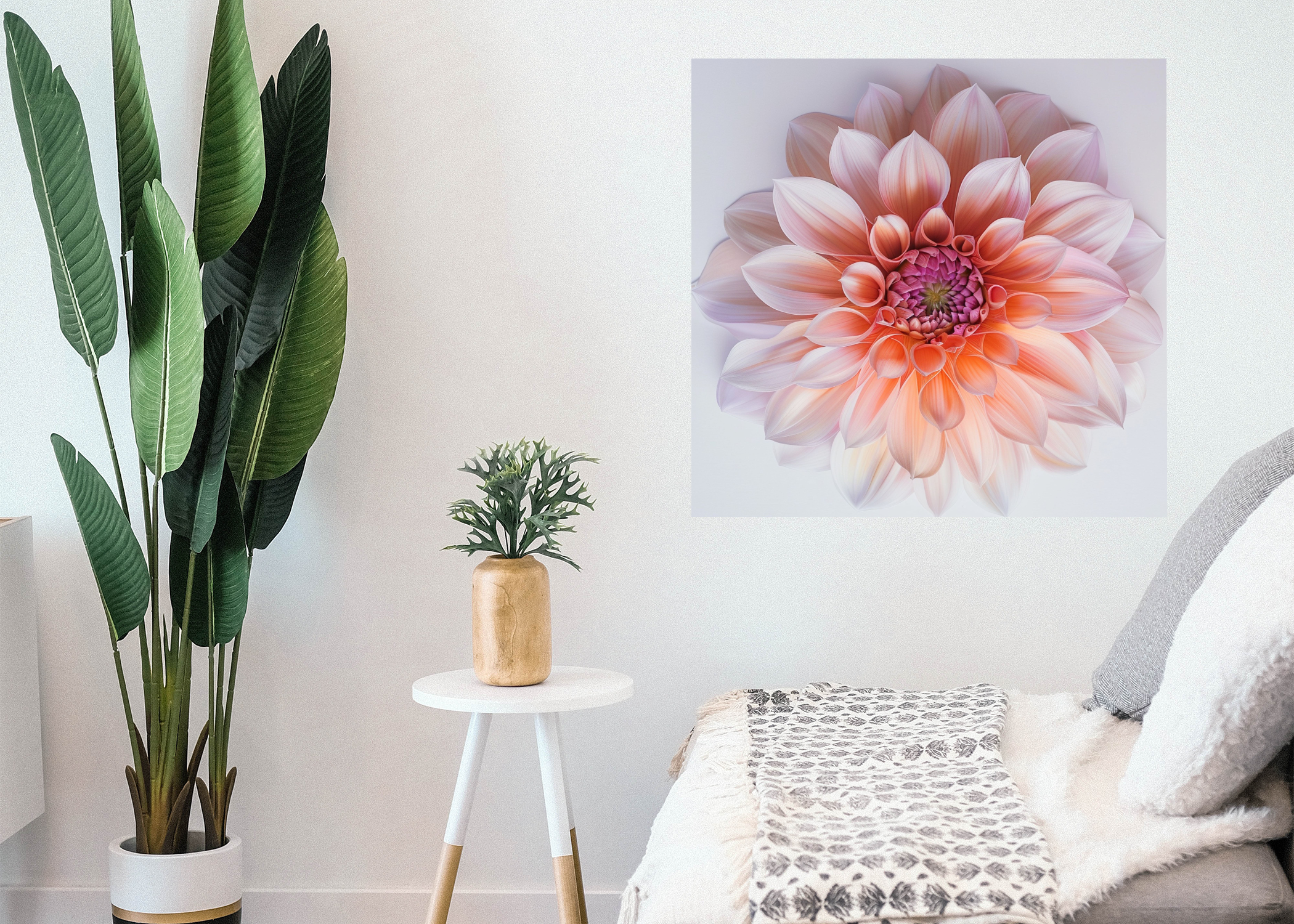 Beautiful Dahlia Flower, a single head in a canvas wall art.