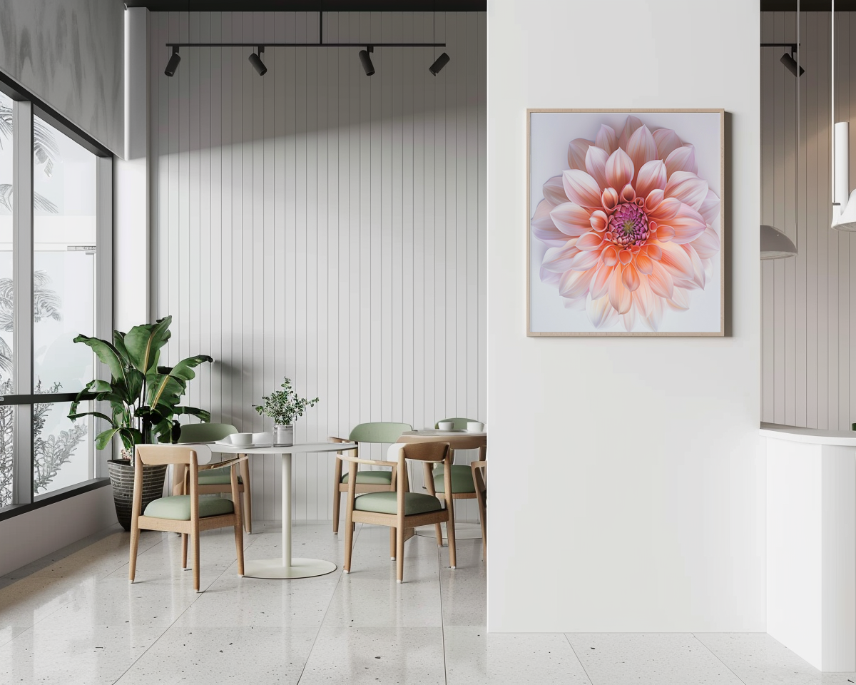 Beautiful Dahlia Flower, a single head in a canvas wall art.