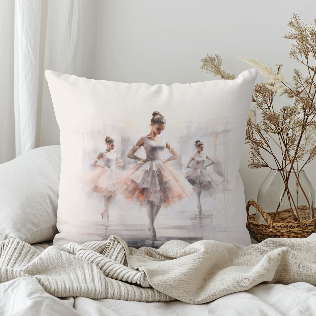 Stunning watercolour artwork on a ballerina cushion.