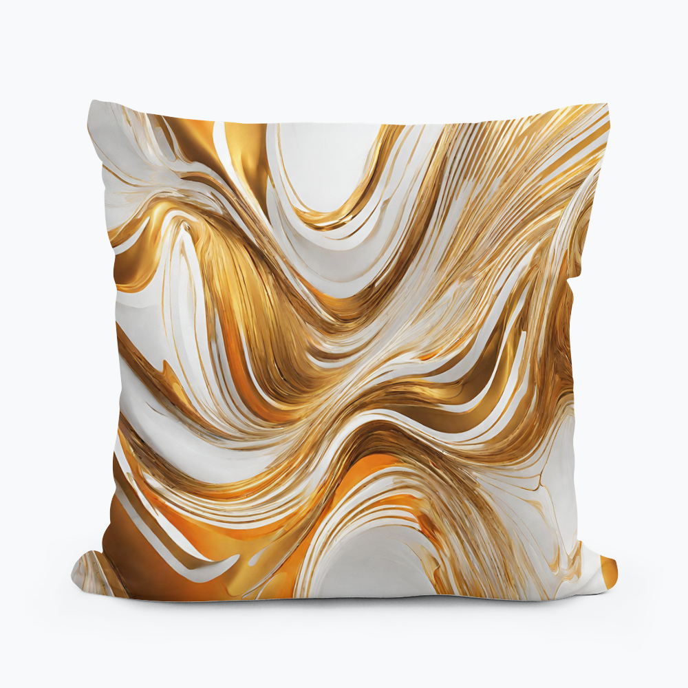 Abstract Cushion in gold white and brown swirls.  ideal for all areas,