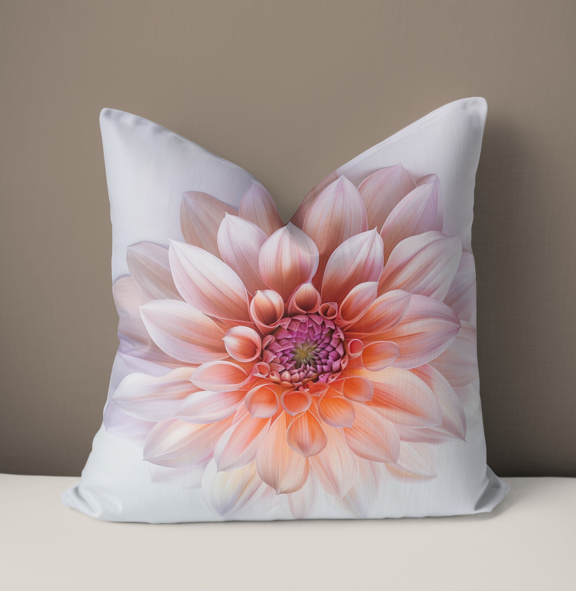 Stunning single Dahlia flower head in a faux suede cushion design. 