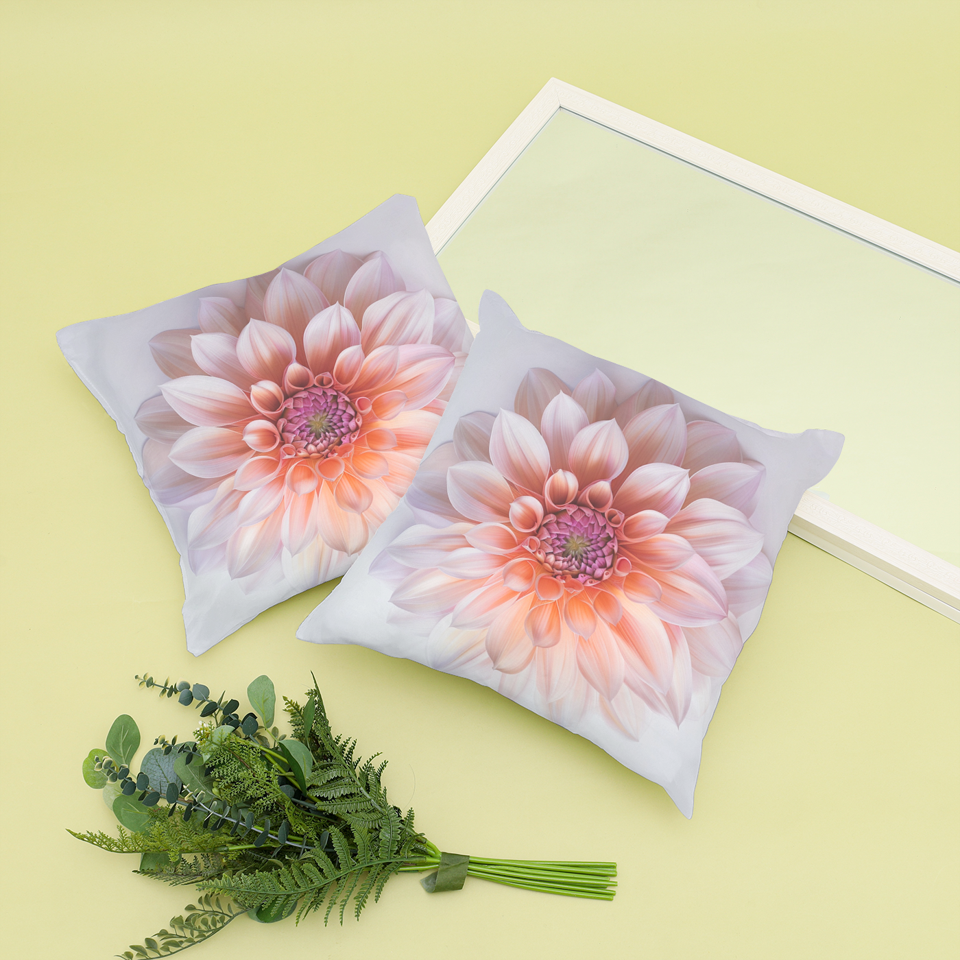 Stunning single Dahlia flower head in a faux suede cushion design. 