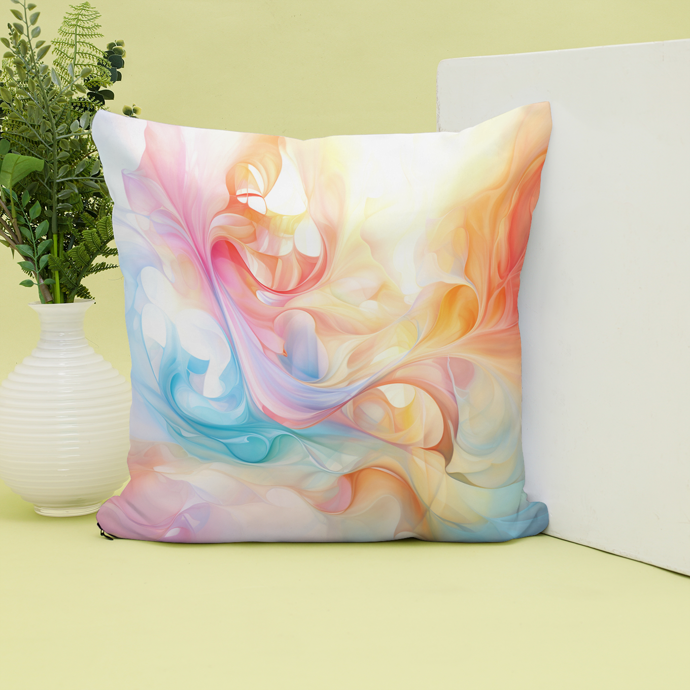 Abstract colours , self expression all together on a cushion.
