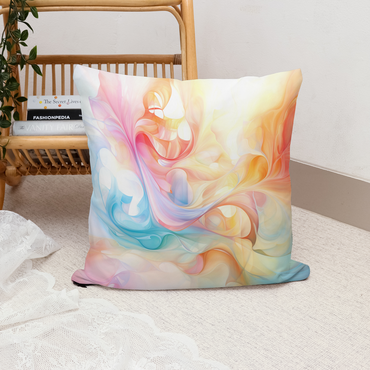 Abstract colours , self expression all together on a cushion.