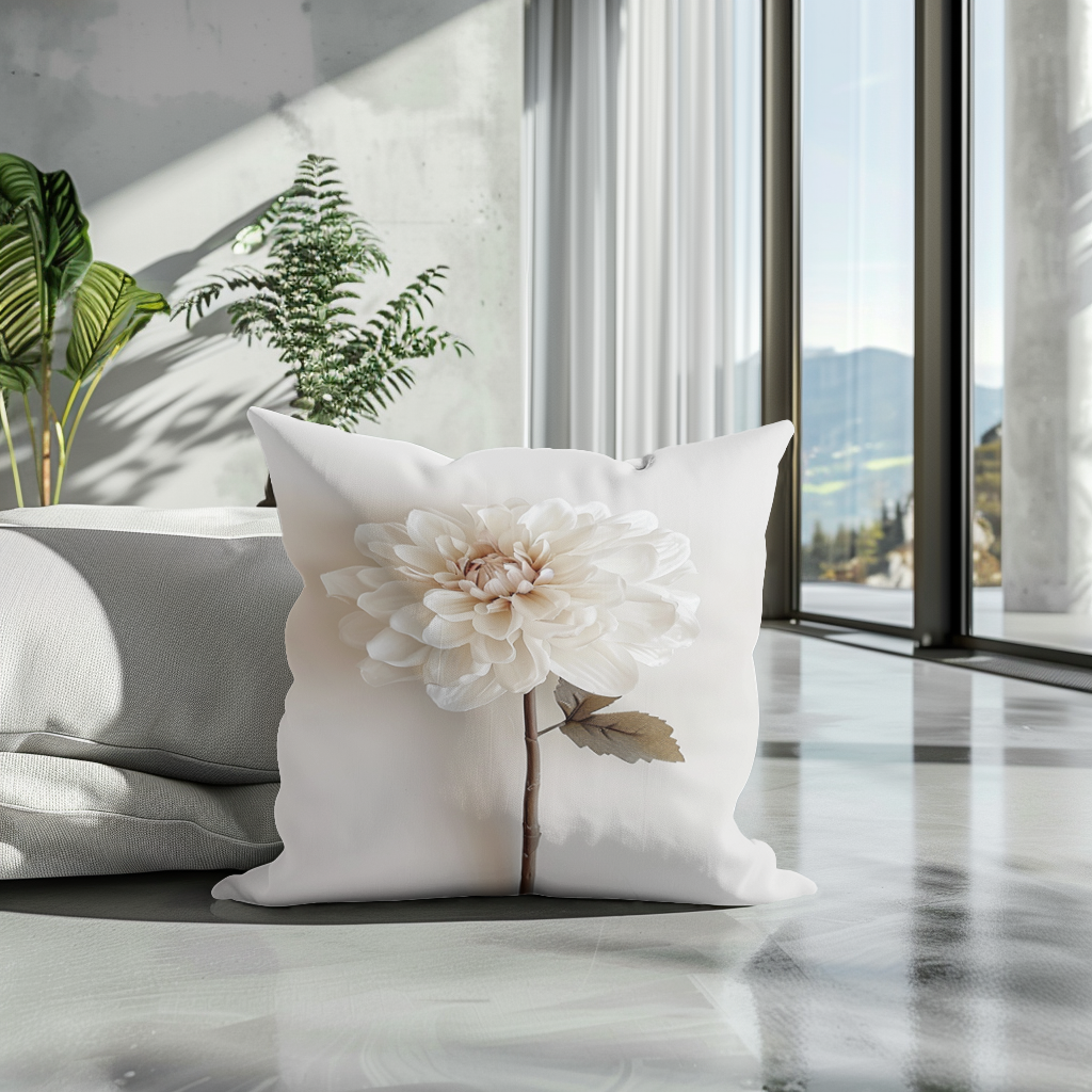 White Flower Cushion that Matches our Canvas Wall Art
