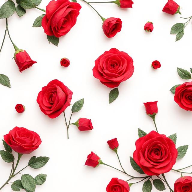 Floral Print Cushion, red roses on a white background