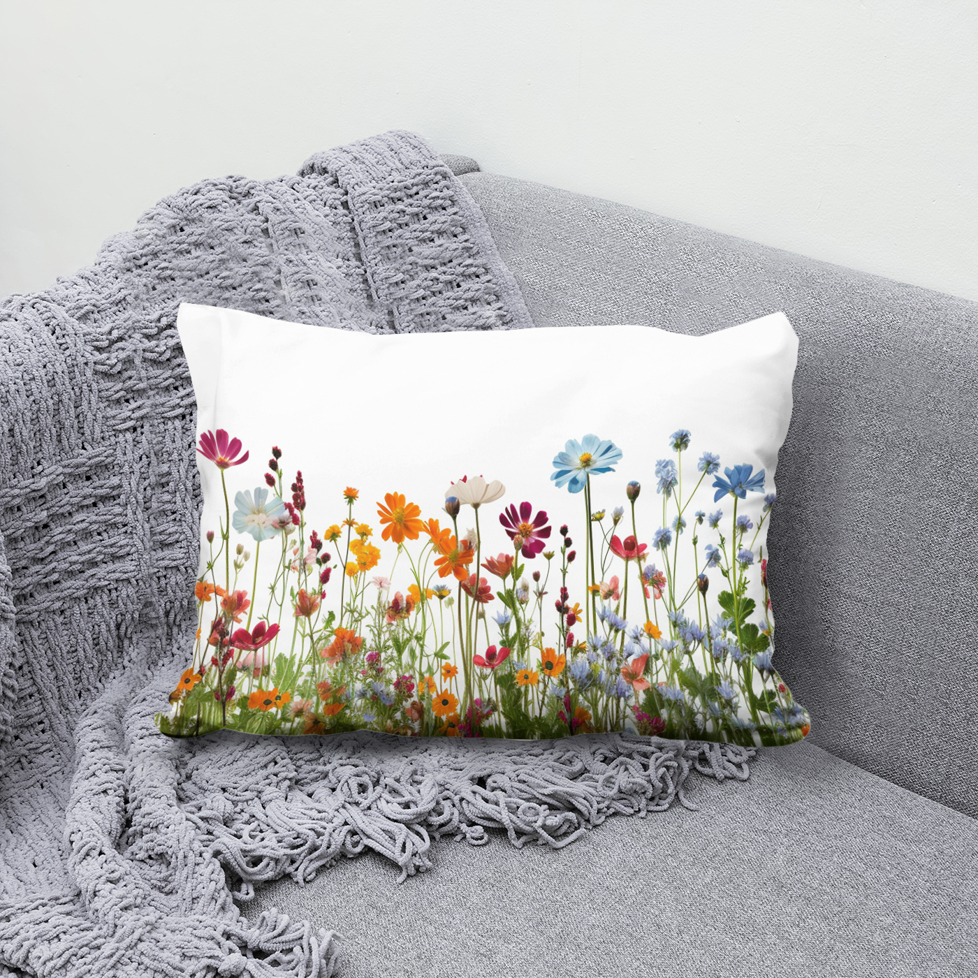 Lumber Cushion with a country flower print.