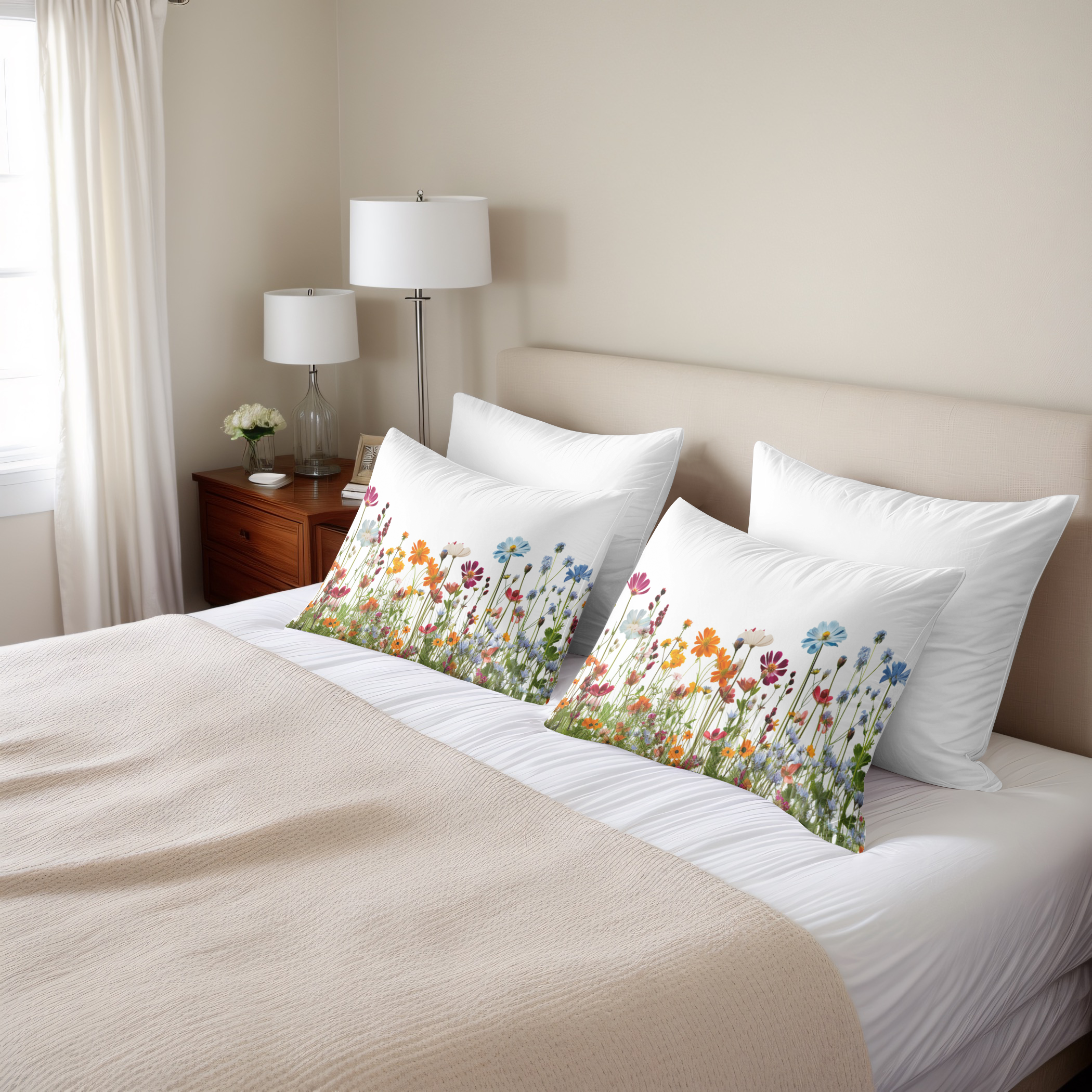 Lumber Cushion with a country flower print.