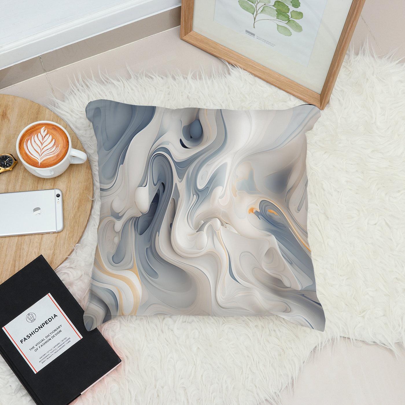 Stunning Abstract Swirl on Faux Suede Cushion.