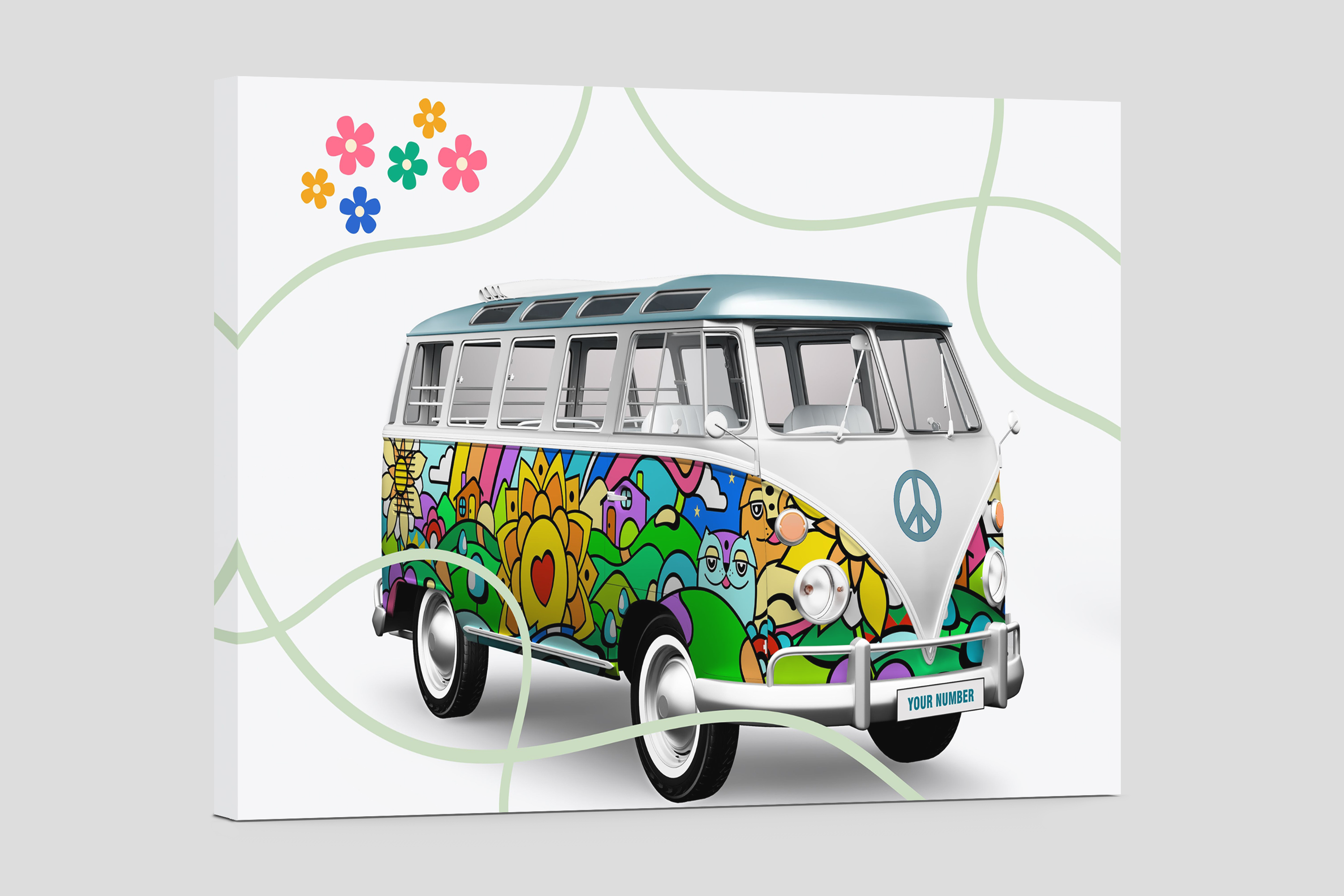 Camper van enthusiast's canvas wall art. 