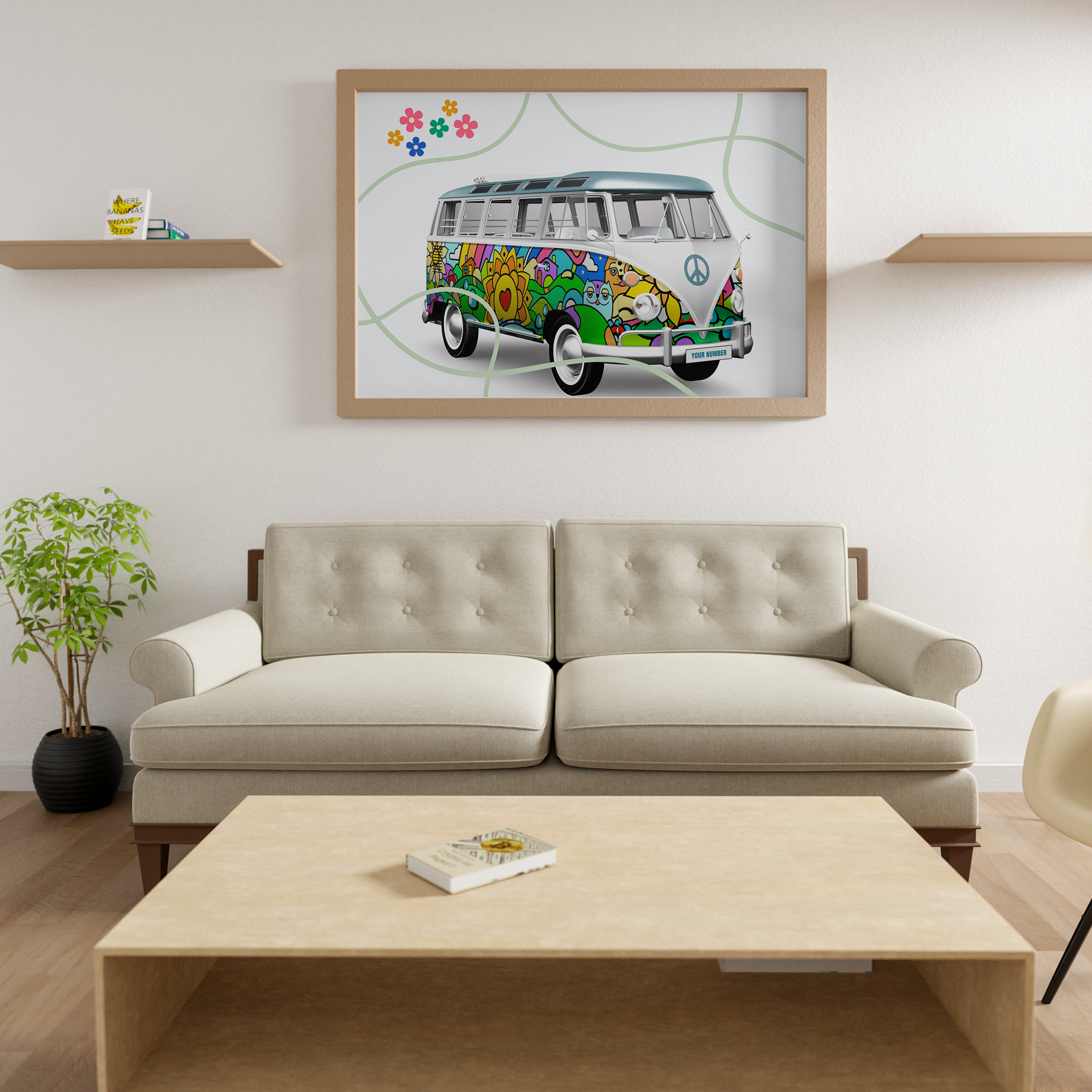 Camper van enthusiast's canvas wall art. 