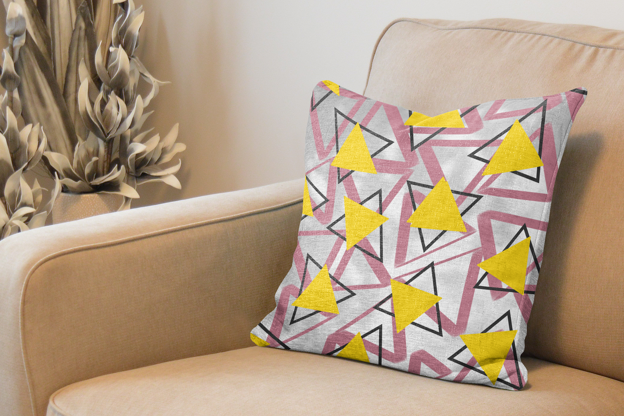 Geometric Pattern triangle design outside cushion for patio or conservatory