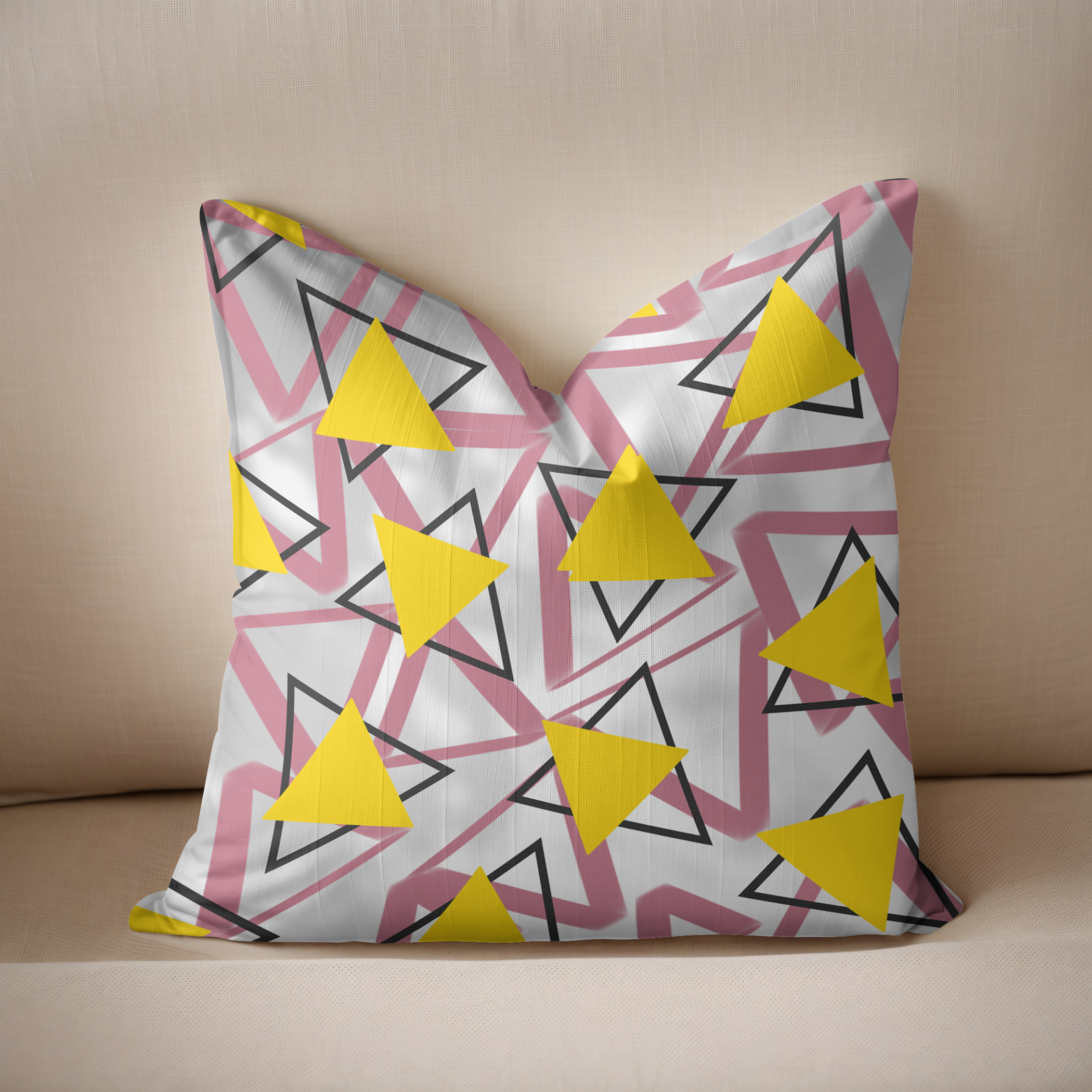 Geometric Pattern triangle design outside cushion for patio or conservatory