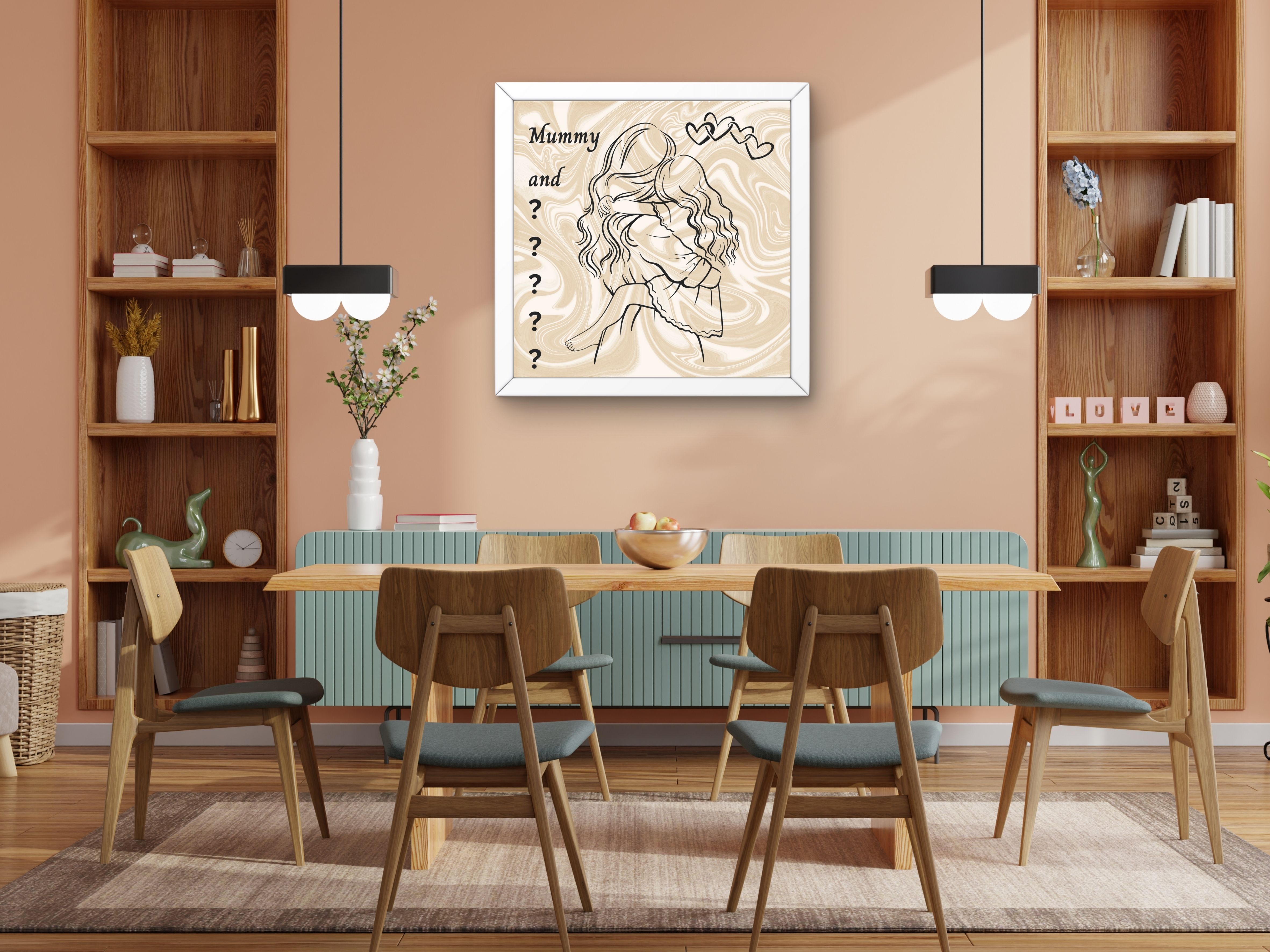 Mummy and Little Girl canvas wall art. Can have a name printed on this canvas