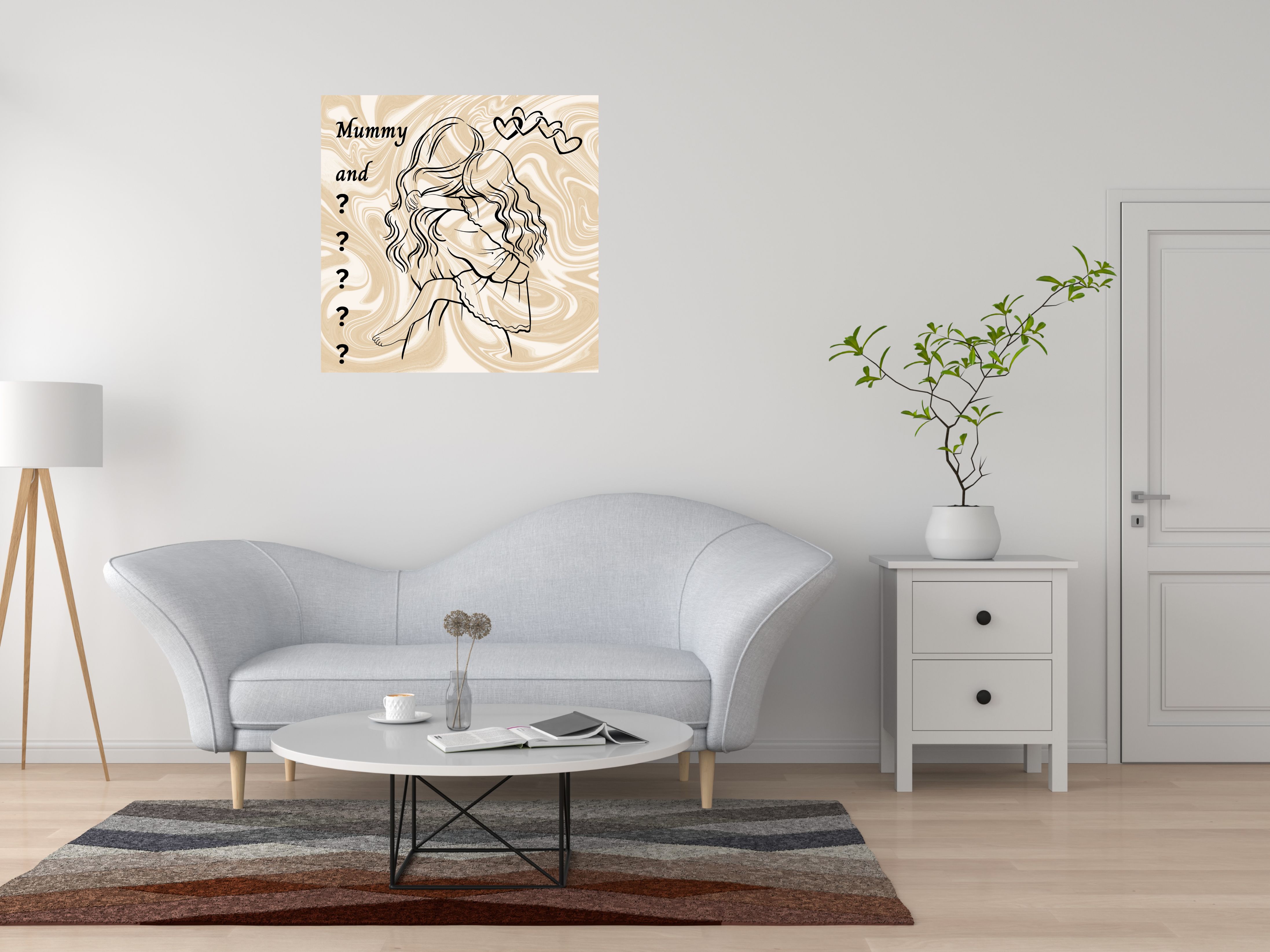 Mummy and Little Girl canvas wall art. Can have a name printed on this canvas