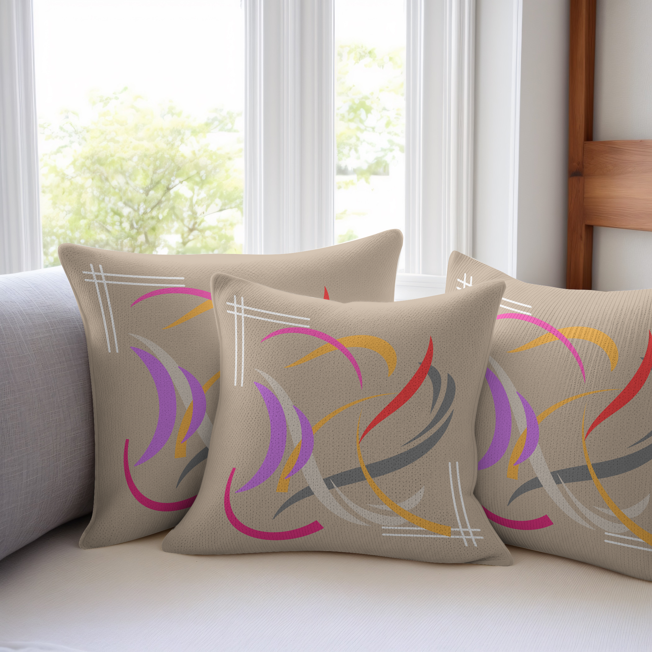 Fawn abstract cushion, pillow for bed, unique design.