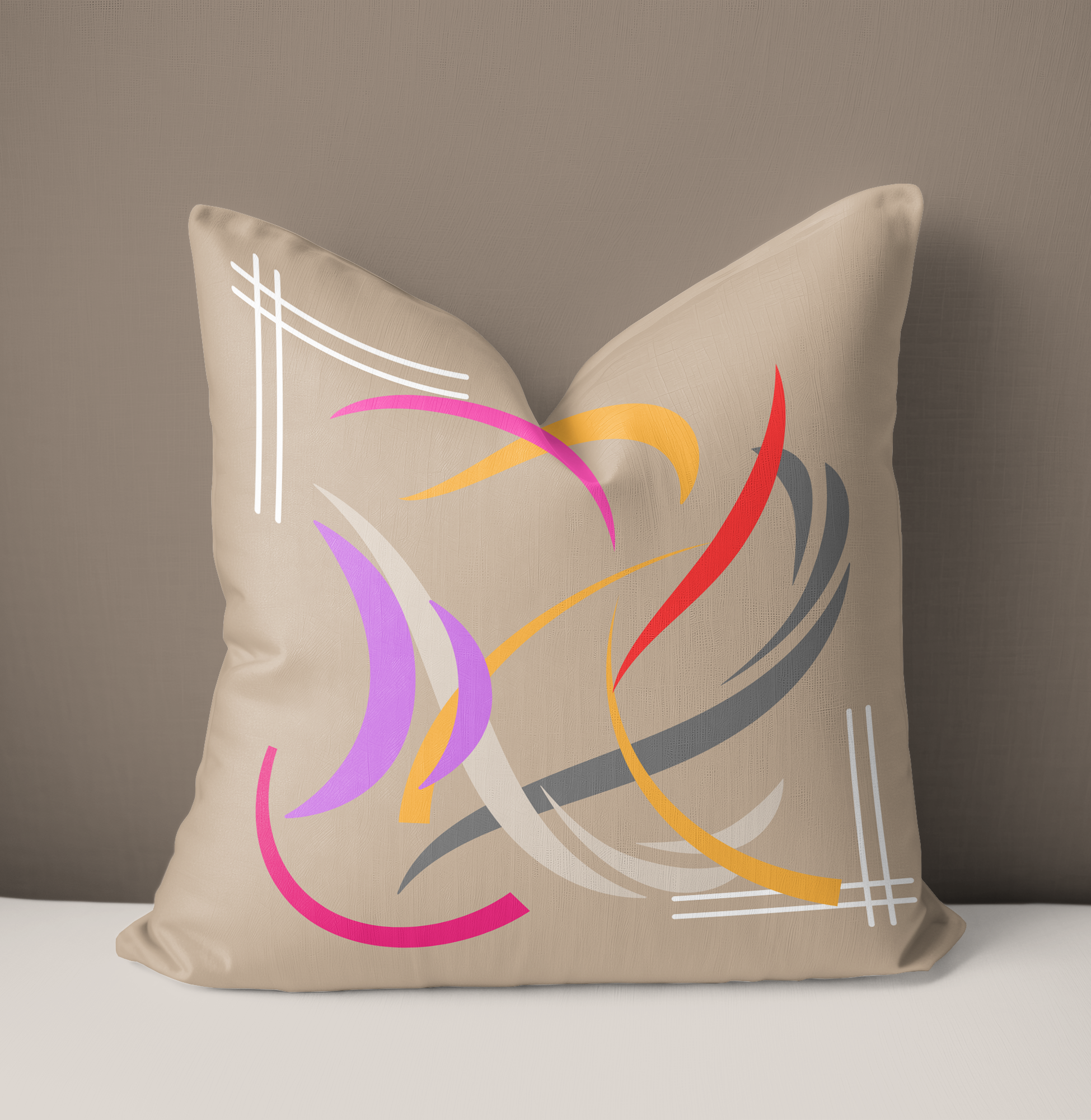 Fawn abstract cushion, pillow for bed, unique design.