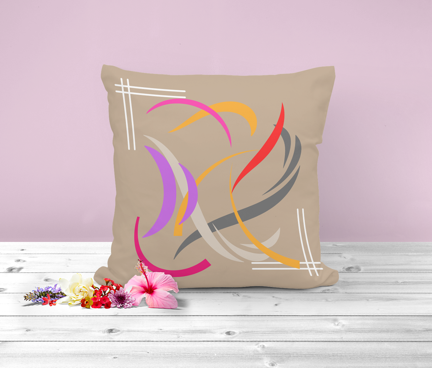 Fawn abstract cushion, pillow for bed, unique design.