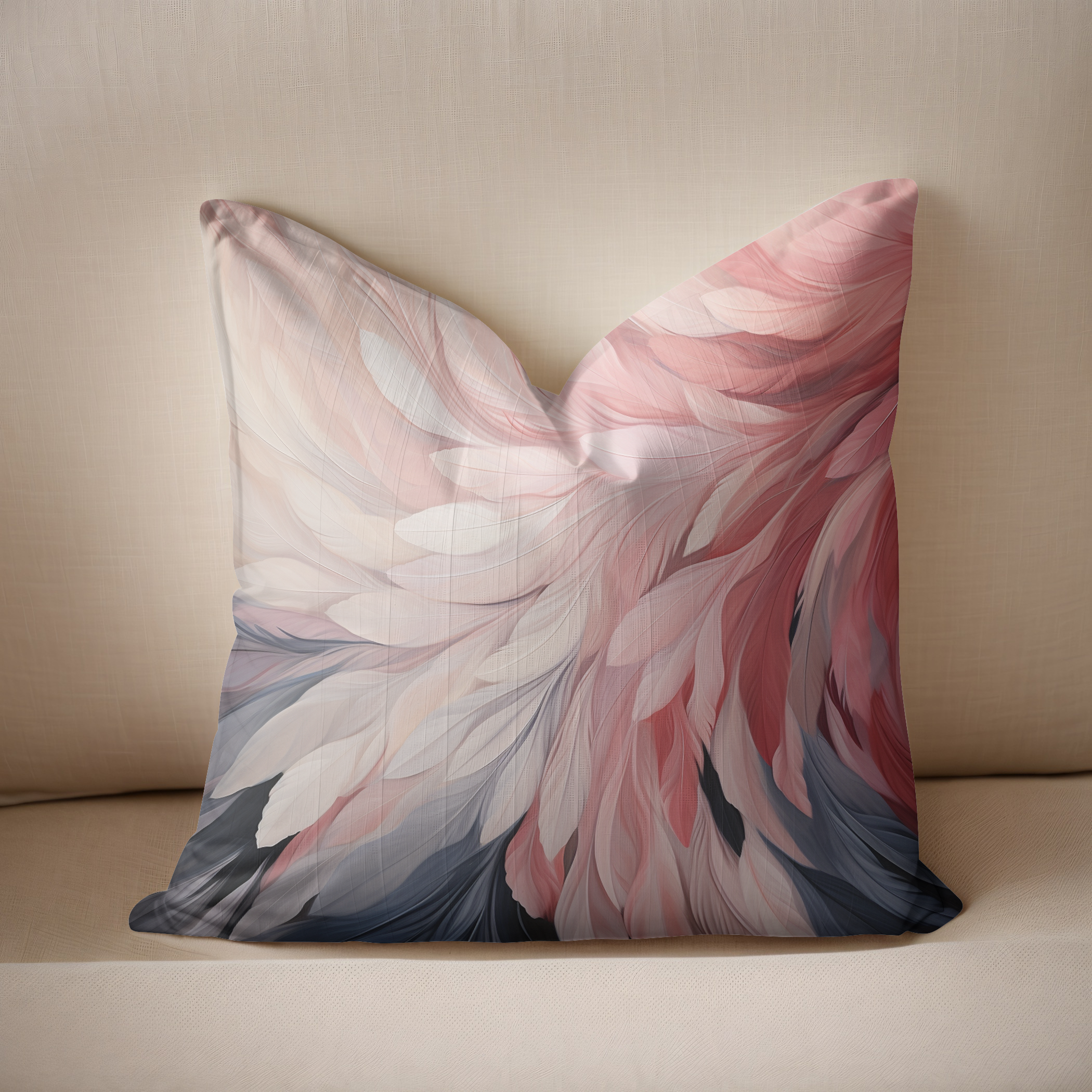 Cascading Feather Cushion, Elegant Abstract Feather Cushion