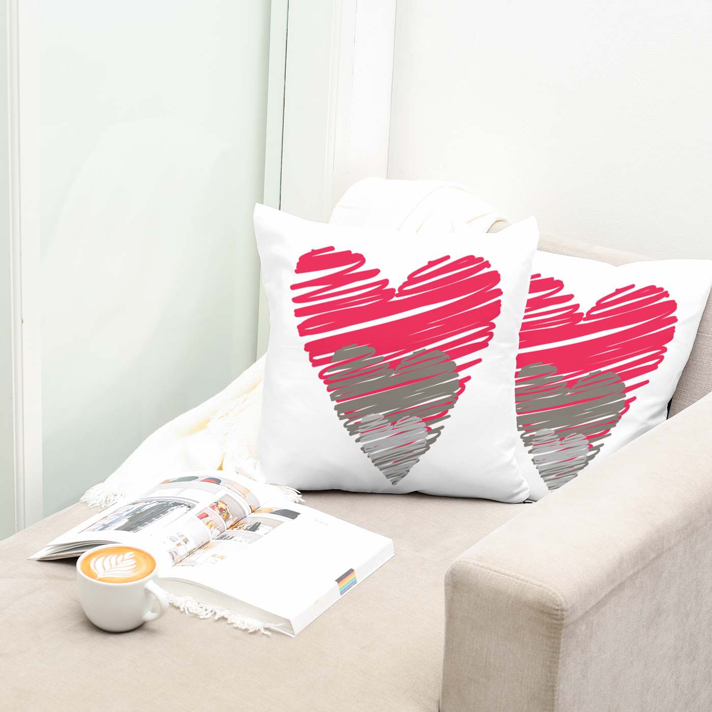 Three Hearts Cushion design, simple but effective.