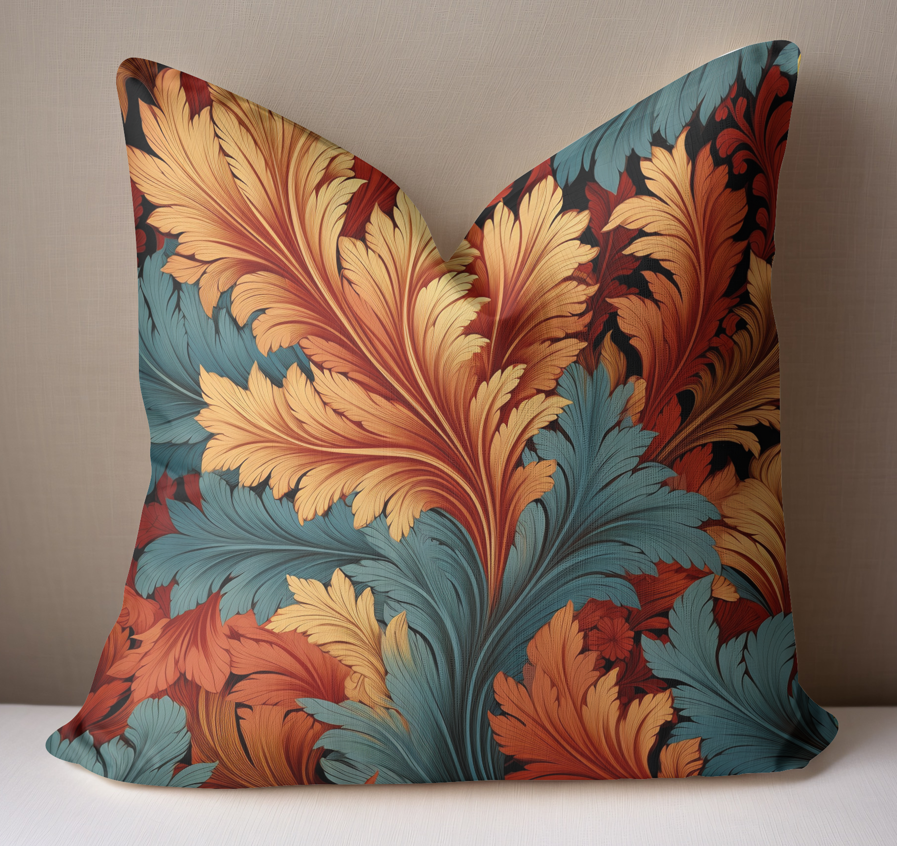 Decorative Leaf Print Cushion, a strong all over leaf pattern