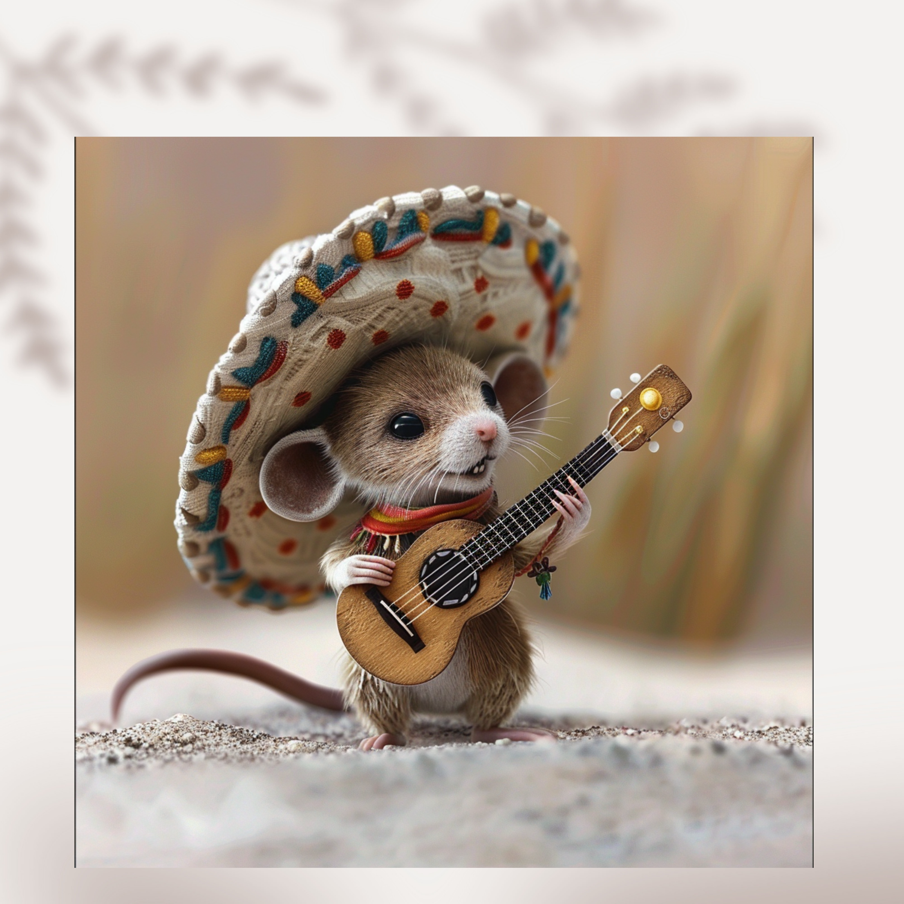 Mouse with Guitar, canvas wall art from the WAREHOUSE.