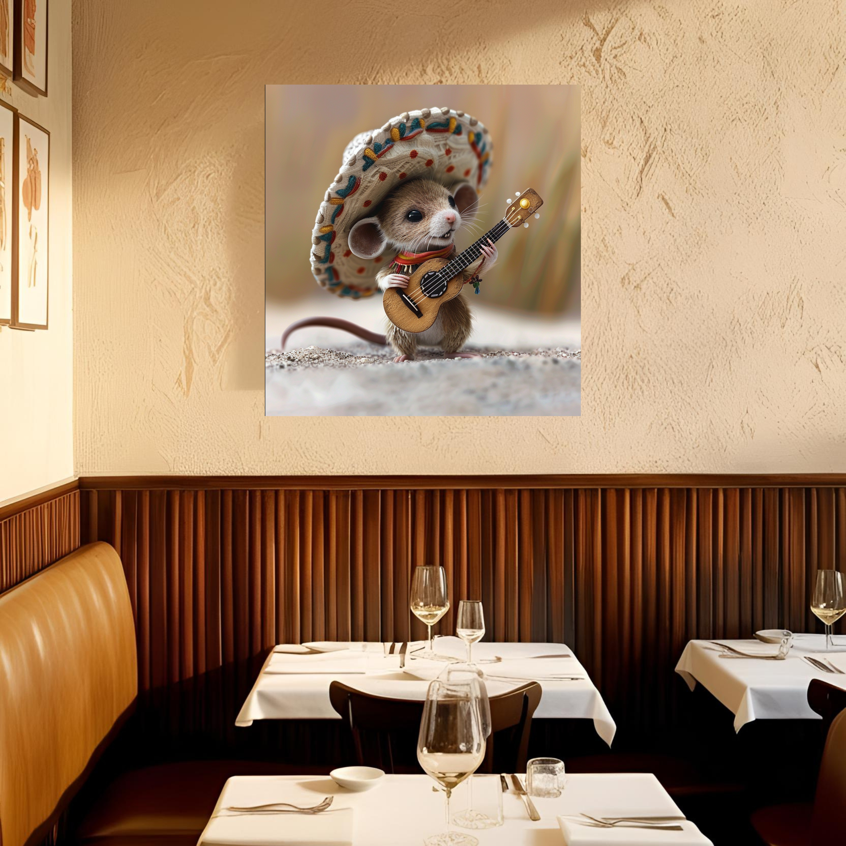 Mouse with Guitar, canvas wall art from the WAREHOUSE.
