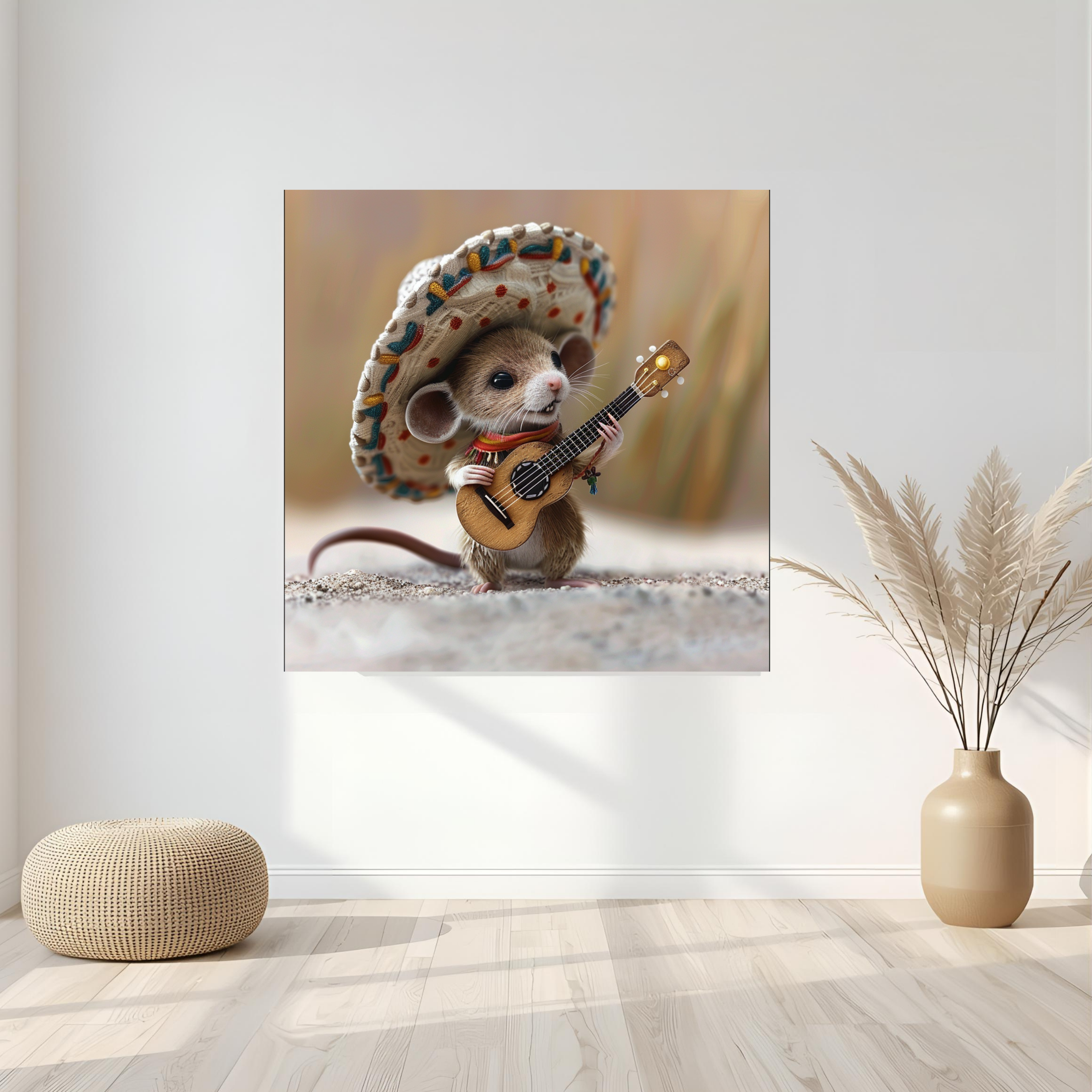 Mouse with Guitar, canvas wall art from the WAREHOUSE.