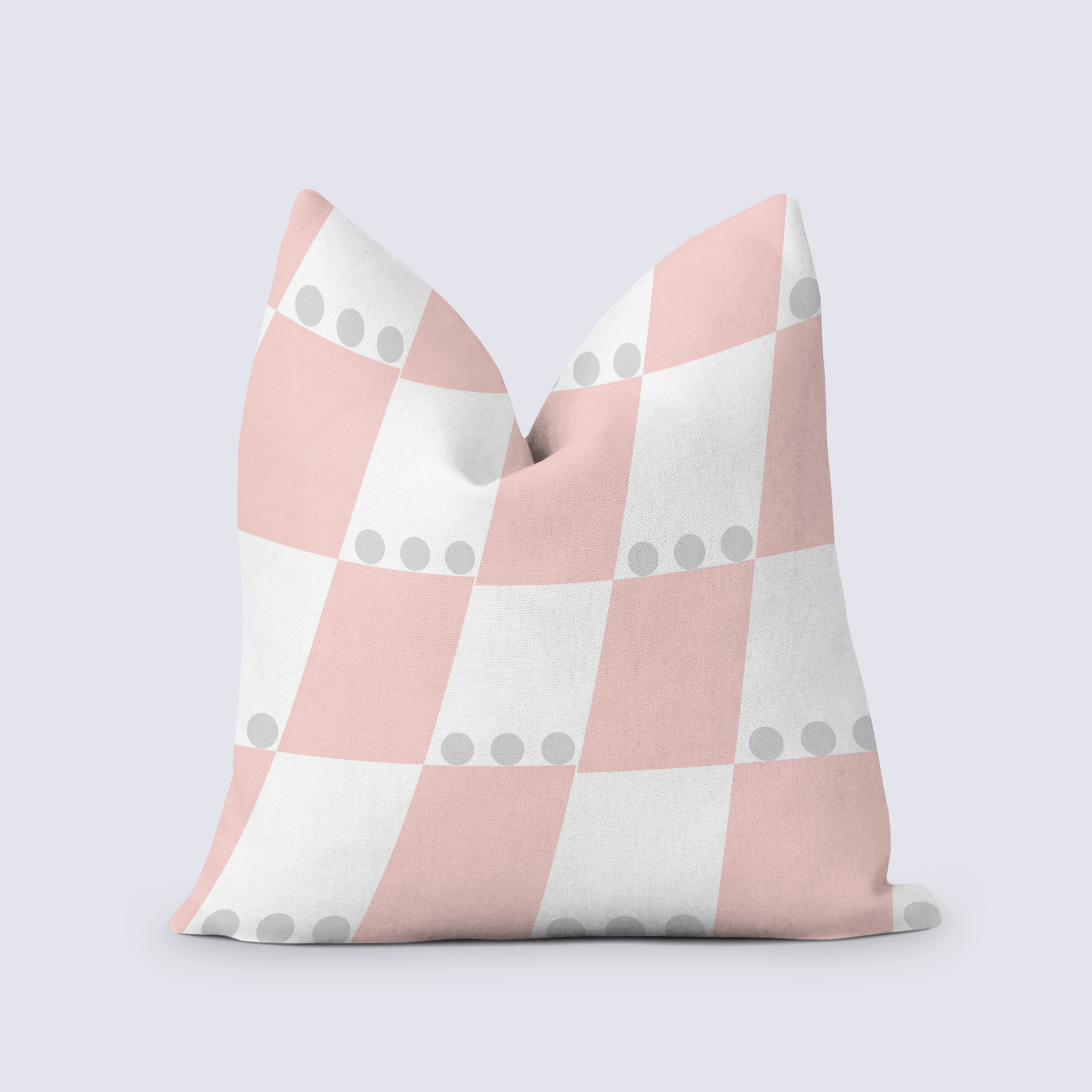 Modern Checkerboard Throw Pillow/cushion, with grey dots.