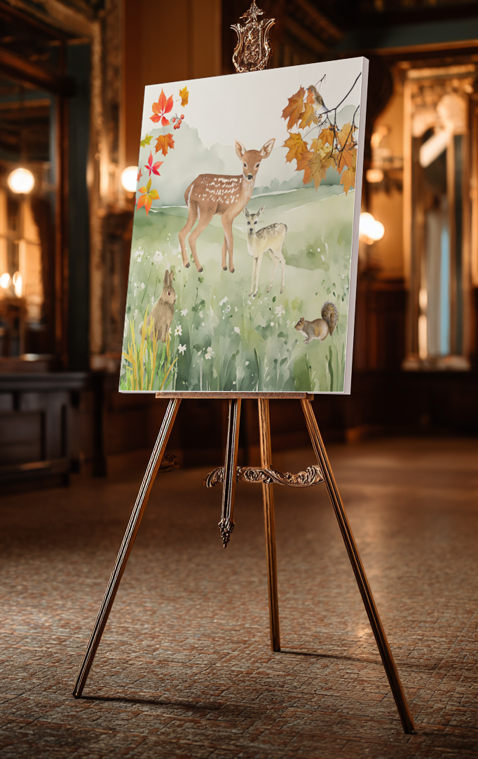 Watercolor Woodland Animals Canvas Art Print