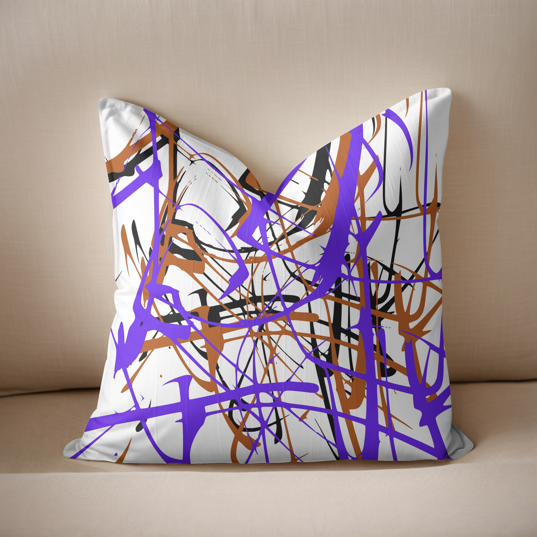 Cushion with mixed colours, expression of mixed colours in this abstract, fitting for any room to liven up neutral colours.