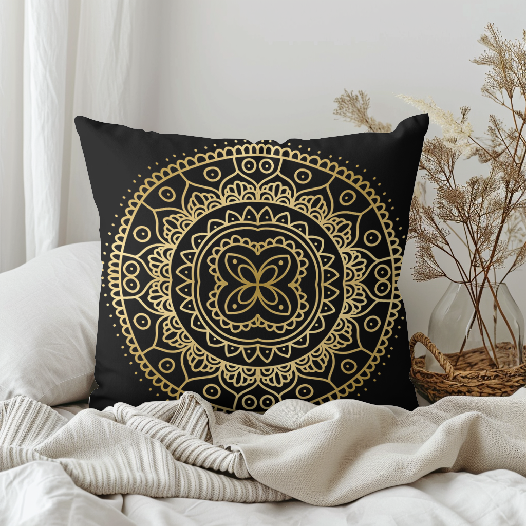 Mandala style Decorative Cushion/ pillow in faux suede