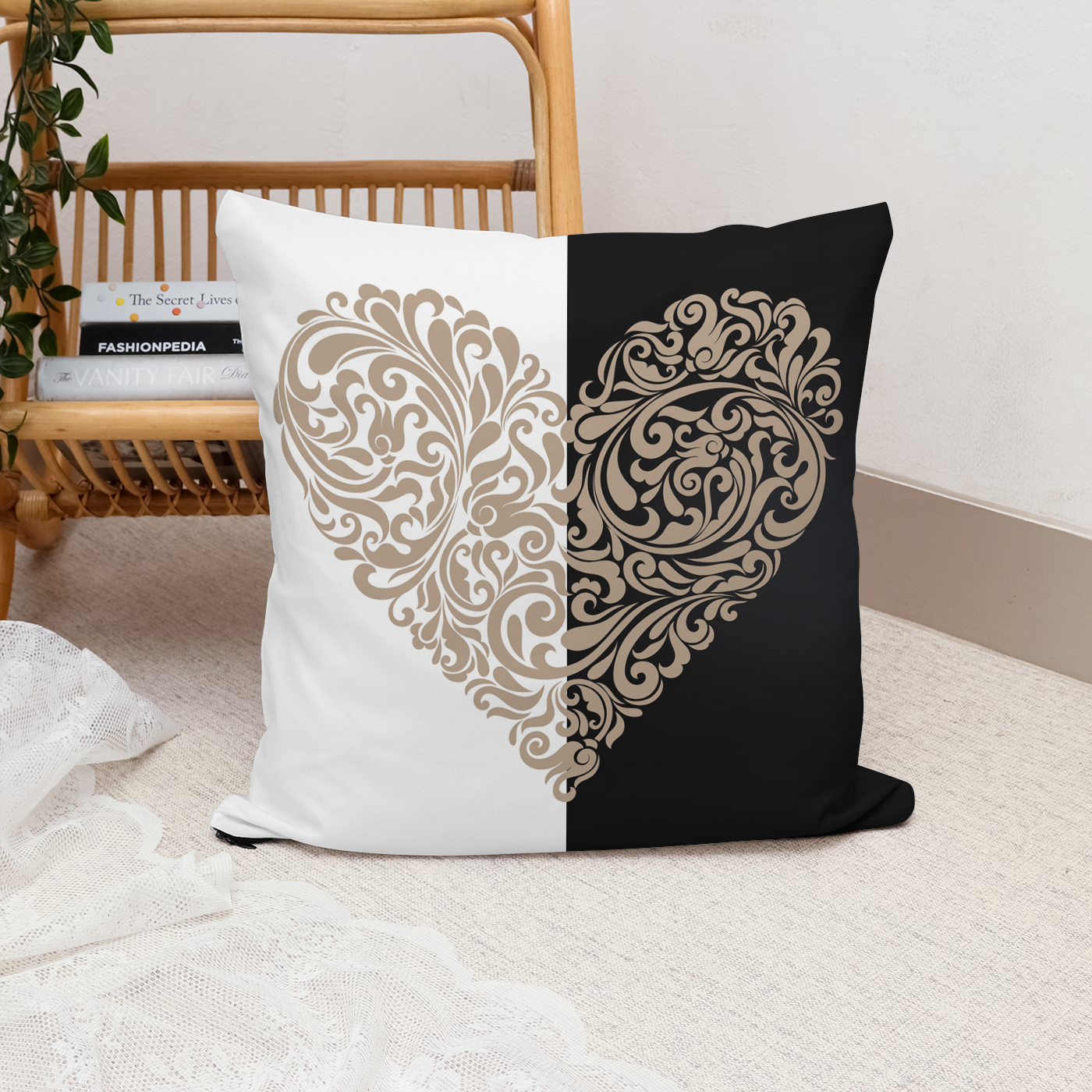 Elegant Heart Pattern Throw Cushion/ Pillow, ideal for lounge or bedroom.