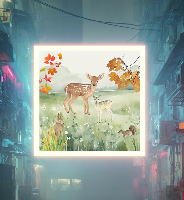 Watercolor Woodland Animals Canvas Art Print