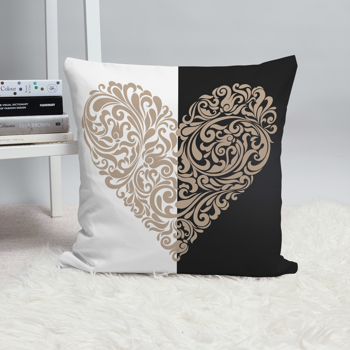 Elegant Heart Pattern Throw Cushion/ Pillow, ideal for lounge or bedroom.