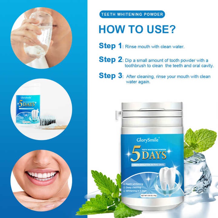Nettoyage en profondeur blanchiment dentifrice en poudre pour les dents à usage domestique