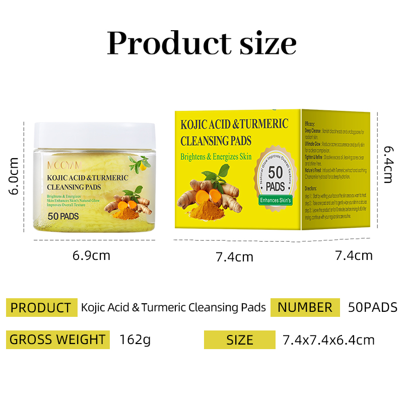 Tampons nettoyants à l'acide kojique et au curcuma
