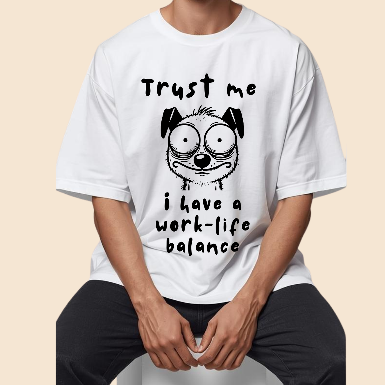 Work-Life Balance Cartoon Dog T-Shirt