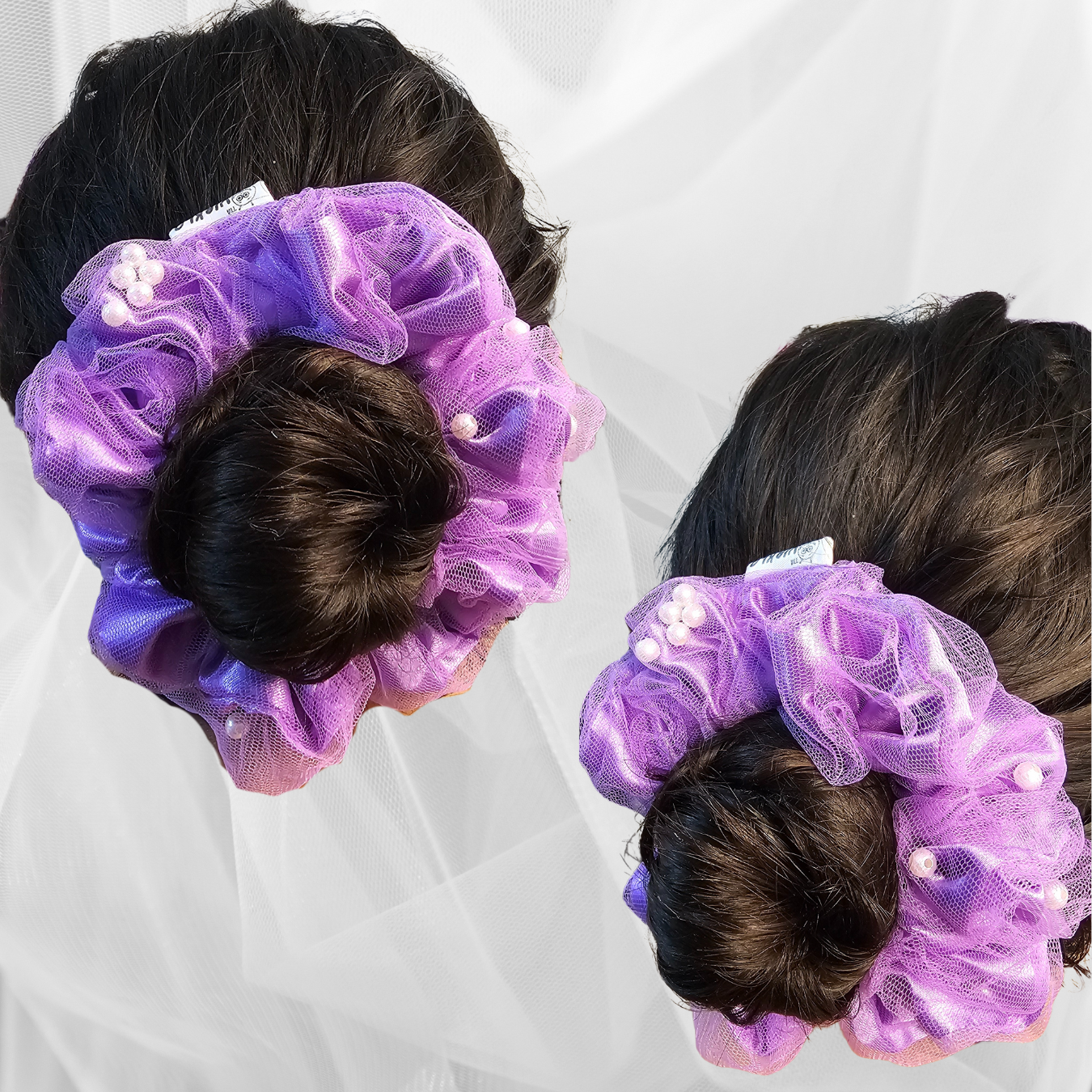 Purple Double layer Mesh Scrunchie