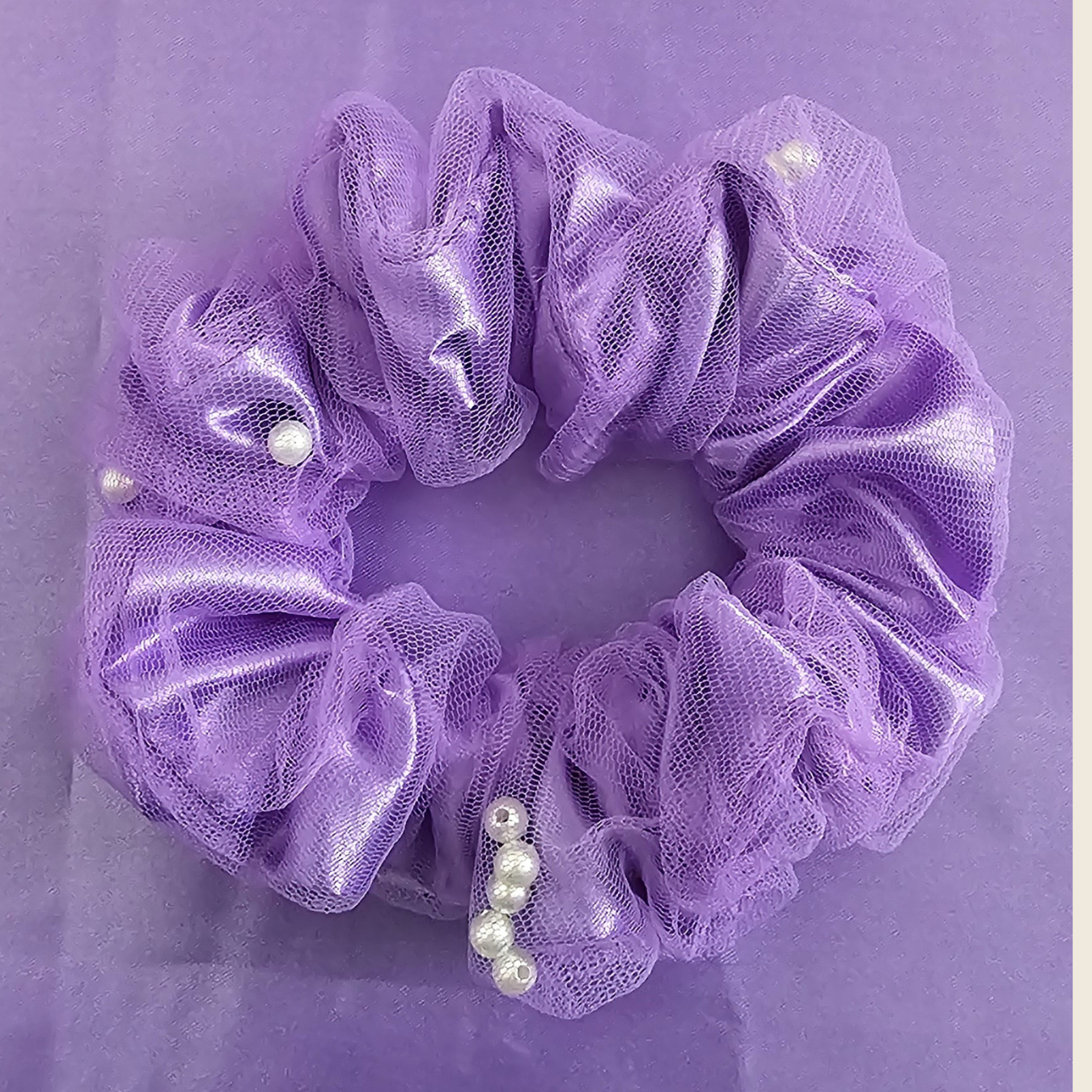 Purple Double layer Mesh Scrunchie
