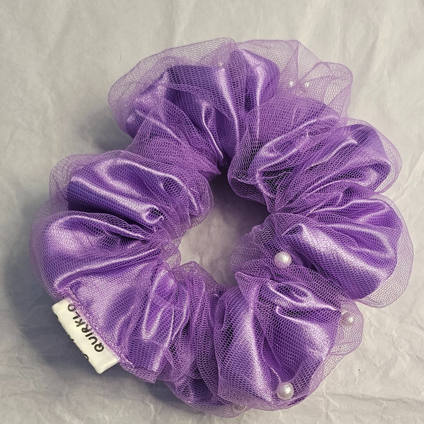 Purple Double layer Mesh Scrunchie