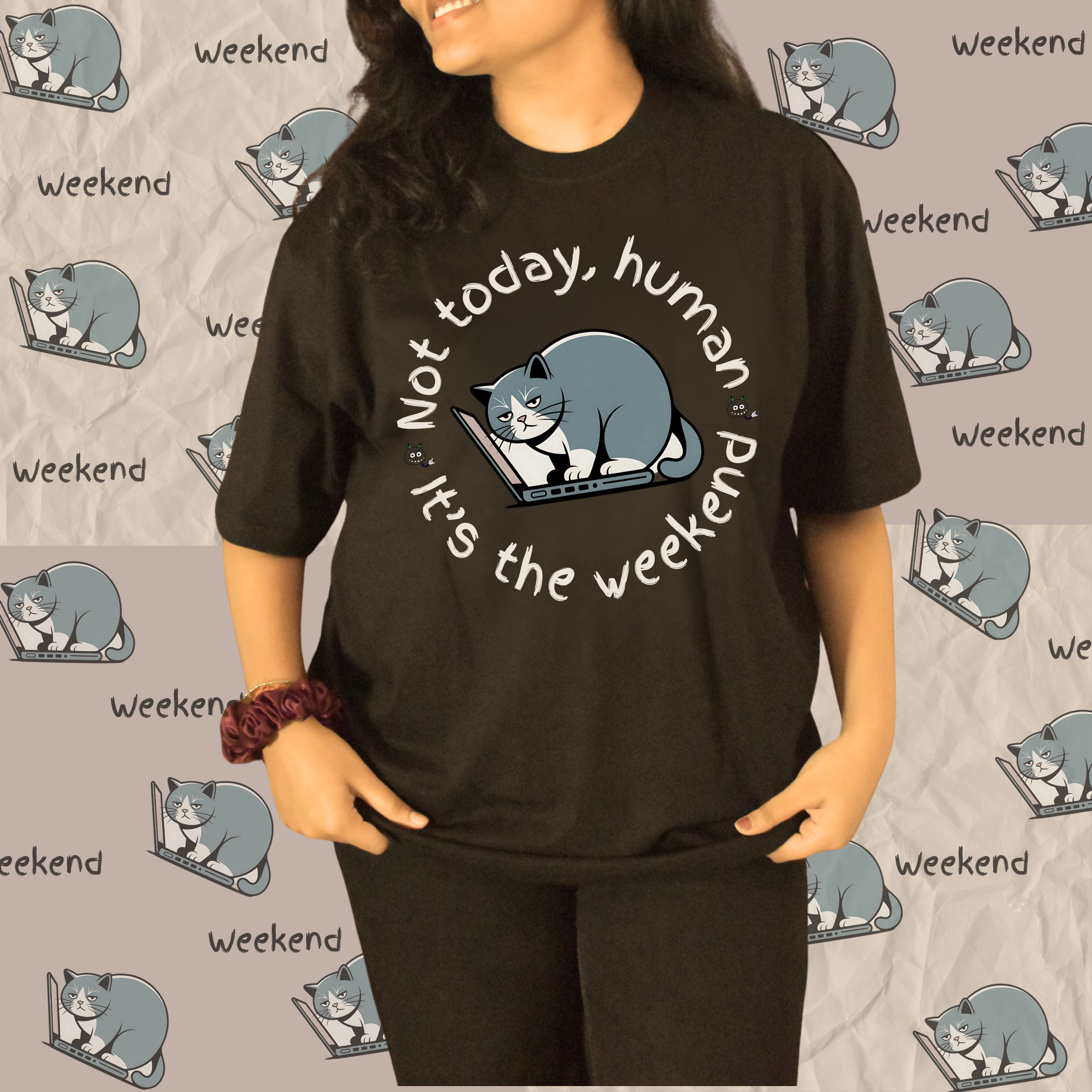 Weekend Cat Graphic T-Shirt