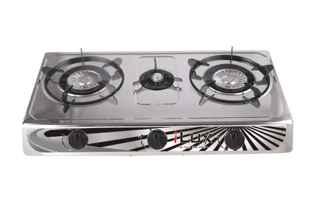 iLux Cuisinière à Gaz - Réchaud 3 Feux - LXG-7403-SX95