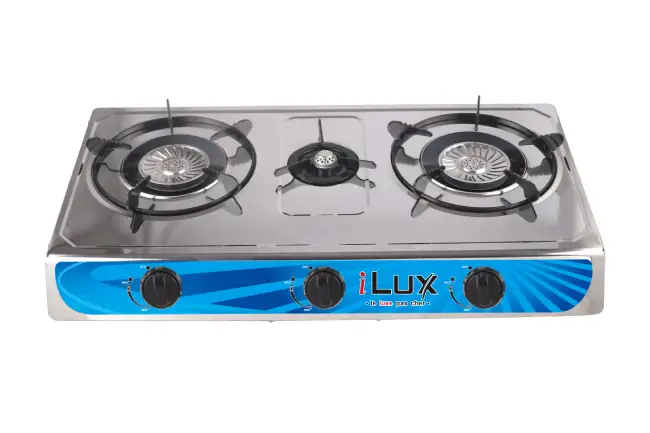 iLux Cuisinière à Gaz - Réchaud 3 Feux - LXG-7403-SX95