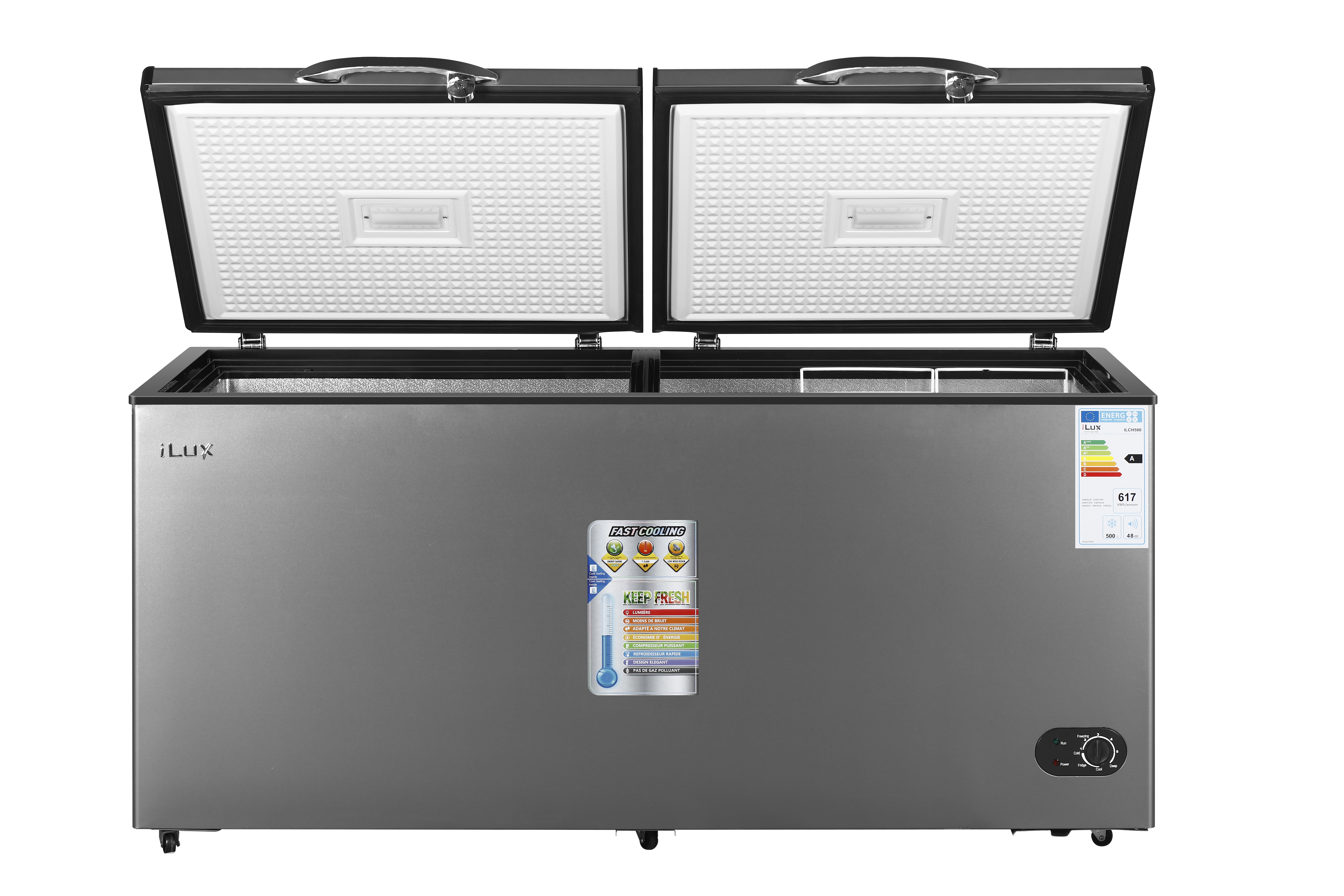 iLUX Congélateur Horizontal 2 Battants - 500L - ILCH500