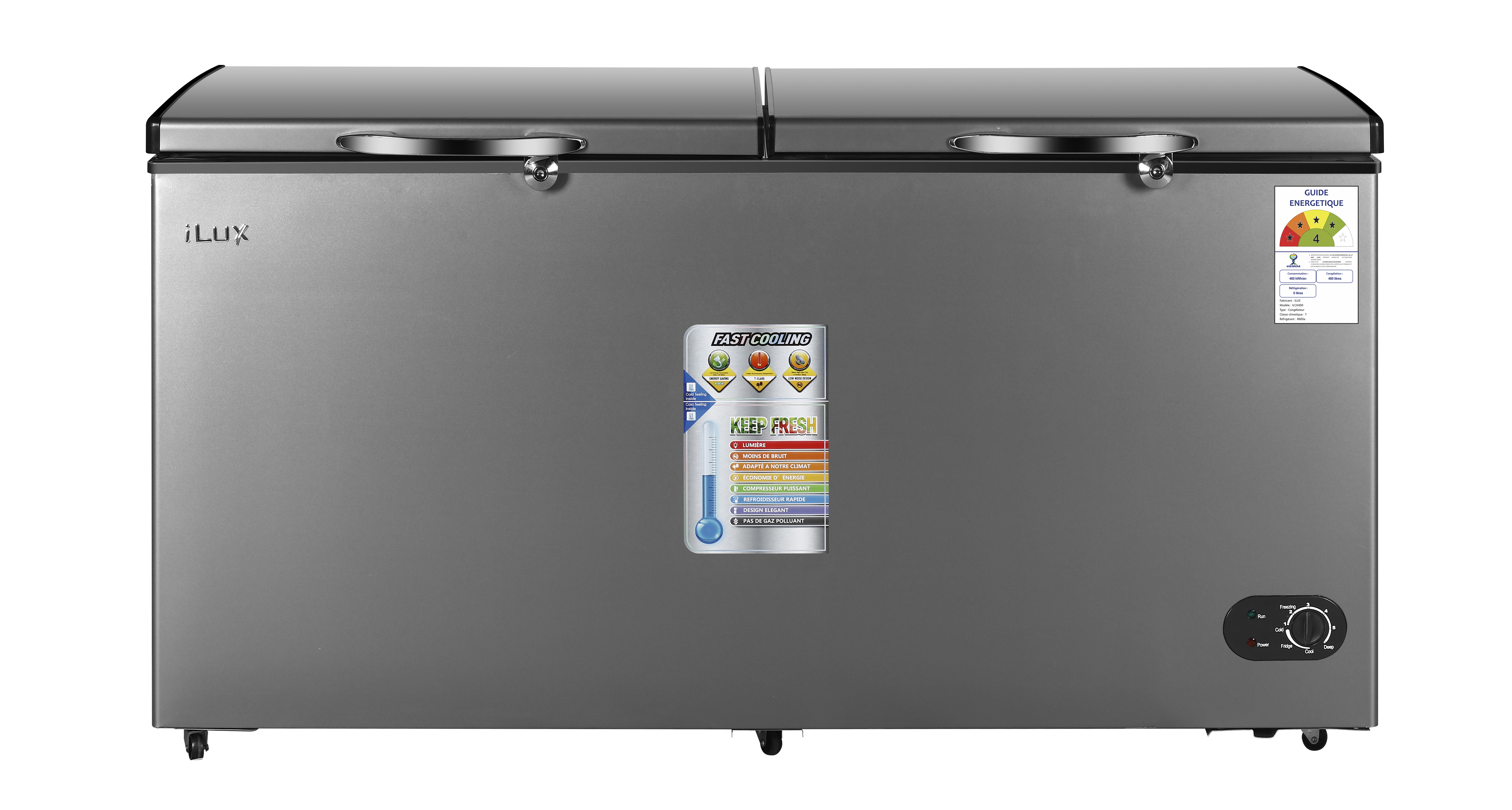 iLUX Congélateur Horizontal 2 Battants - 400L - ILCH400
